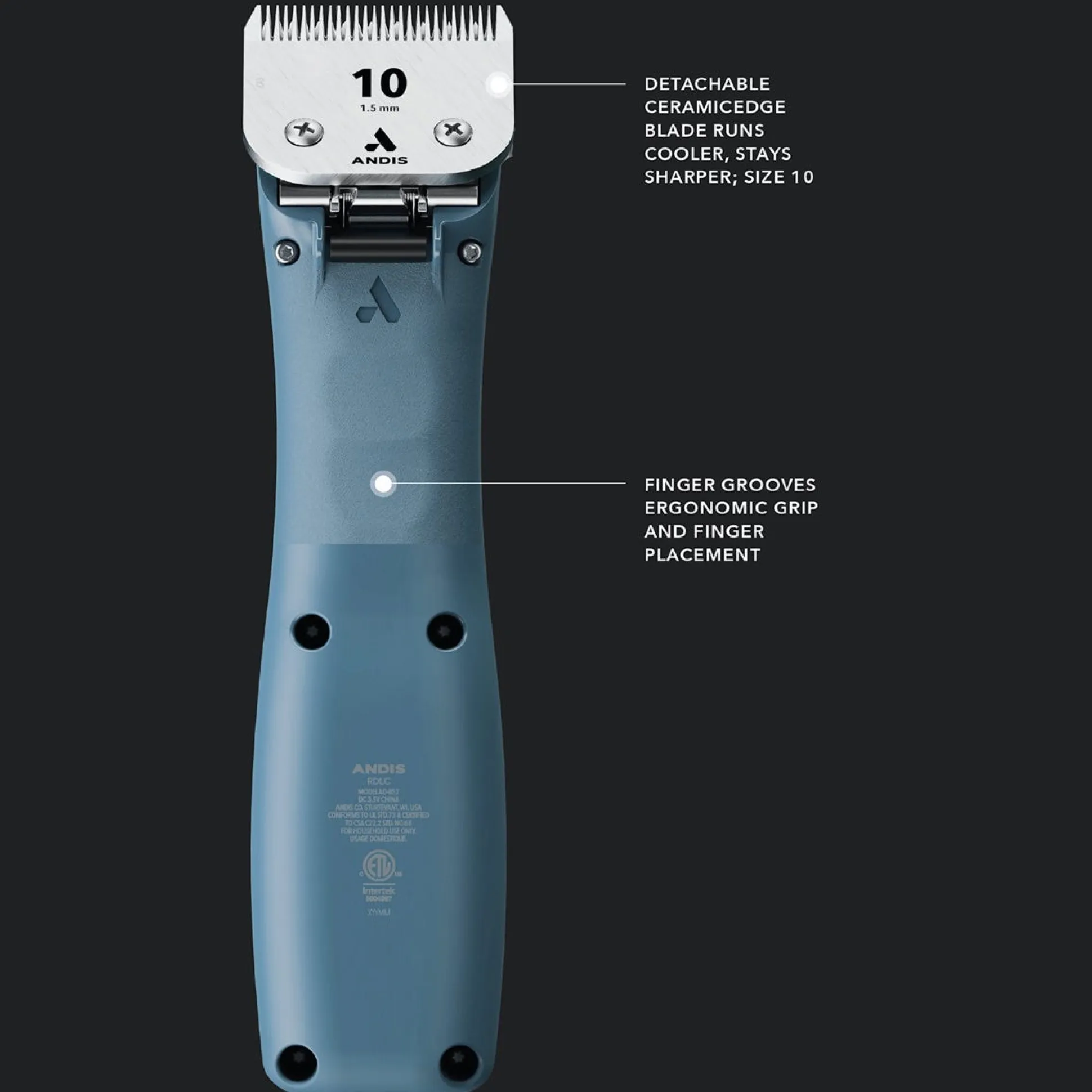 Andis eMERGE Cordless Dog Hair Clipper Blue
