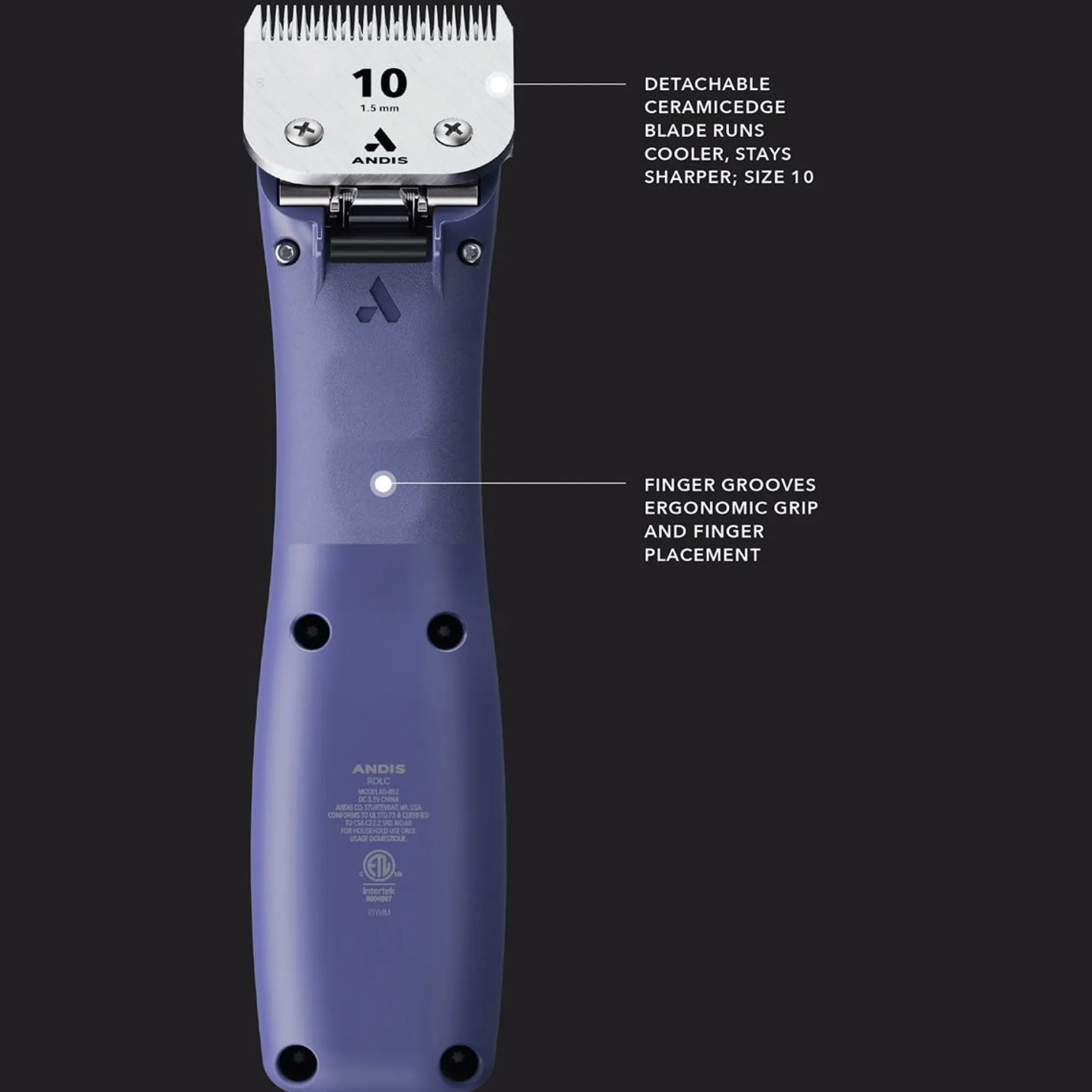 Andis eMERGE Cordless Dog Hair Clipper Purple