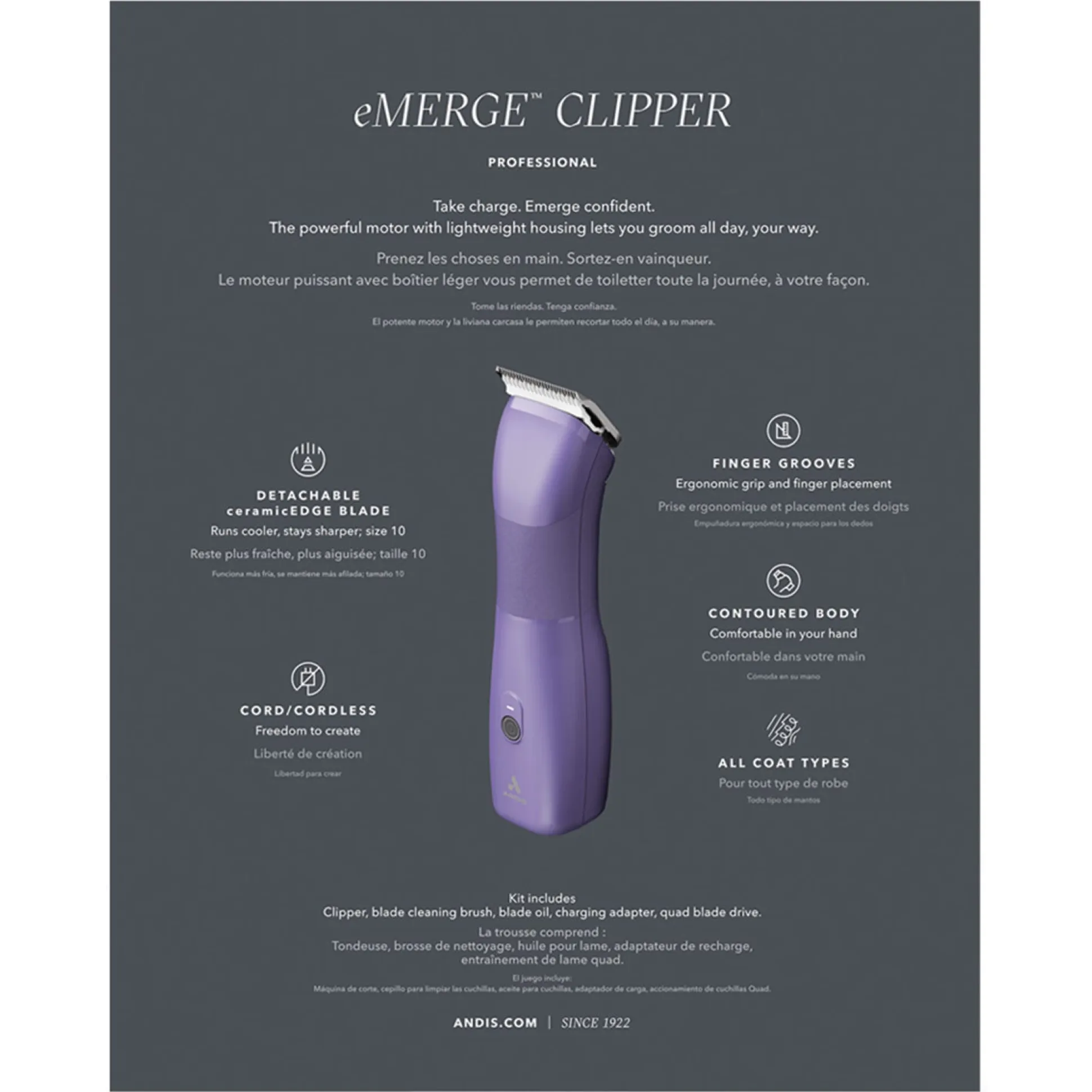 Andis eMERGE Cordless Dog Hair Clippers