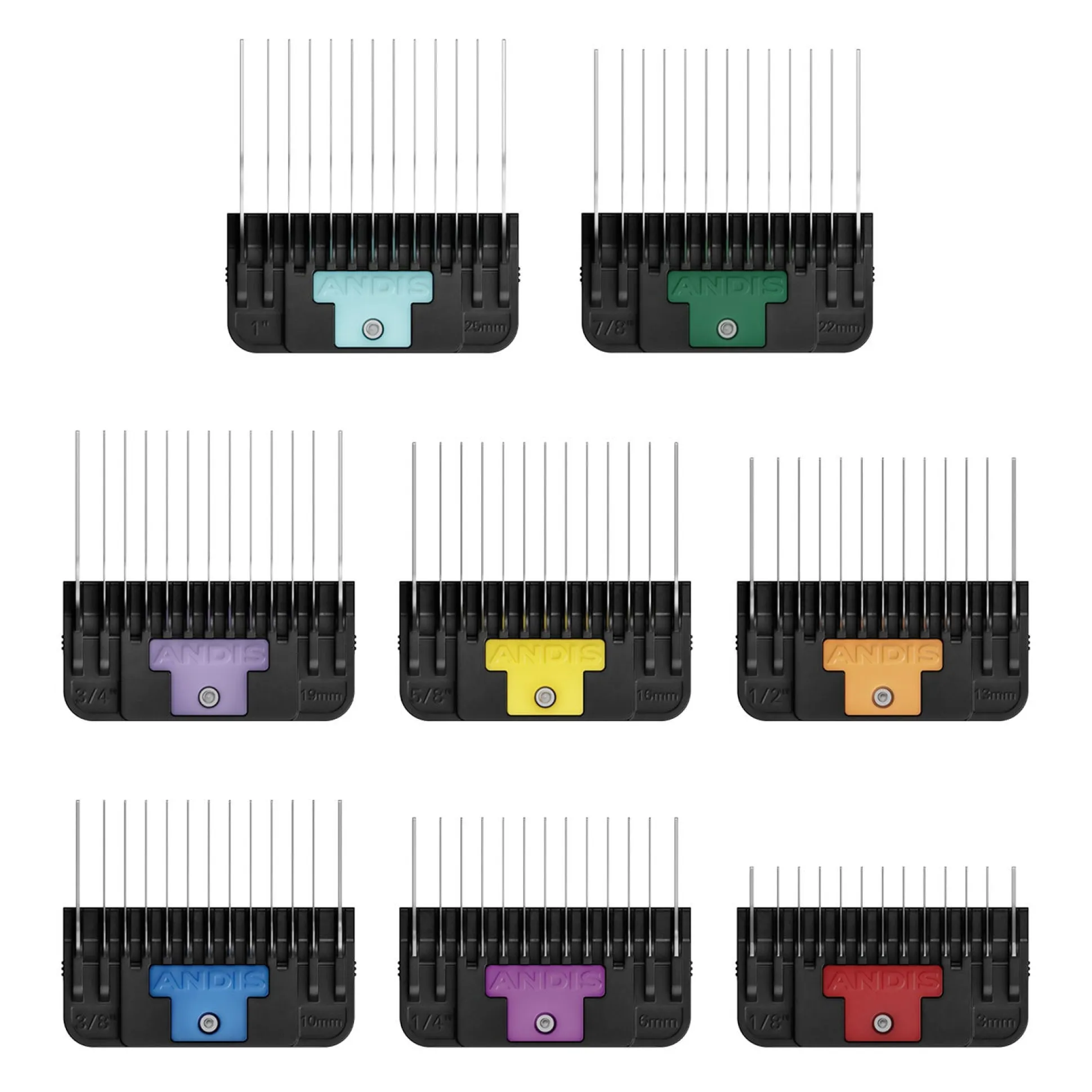 Andis Stainless Steel Wide Blade 8 pc Comb Set