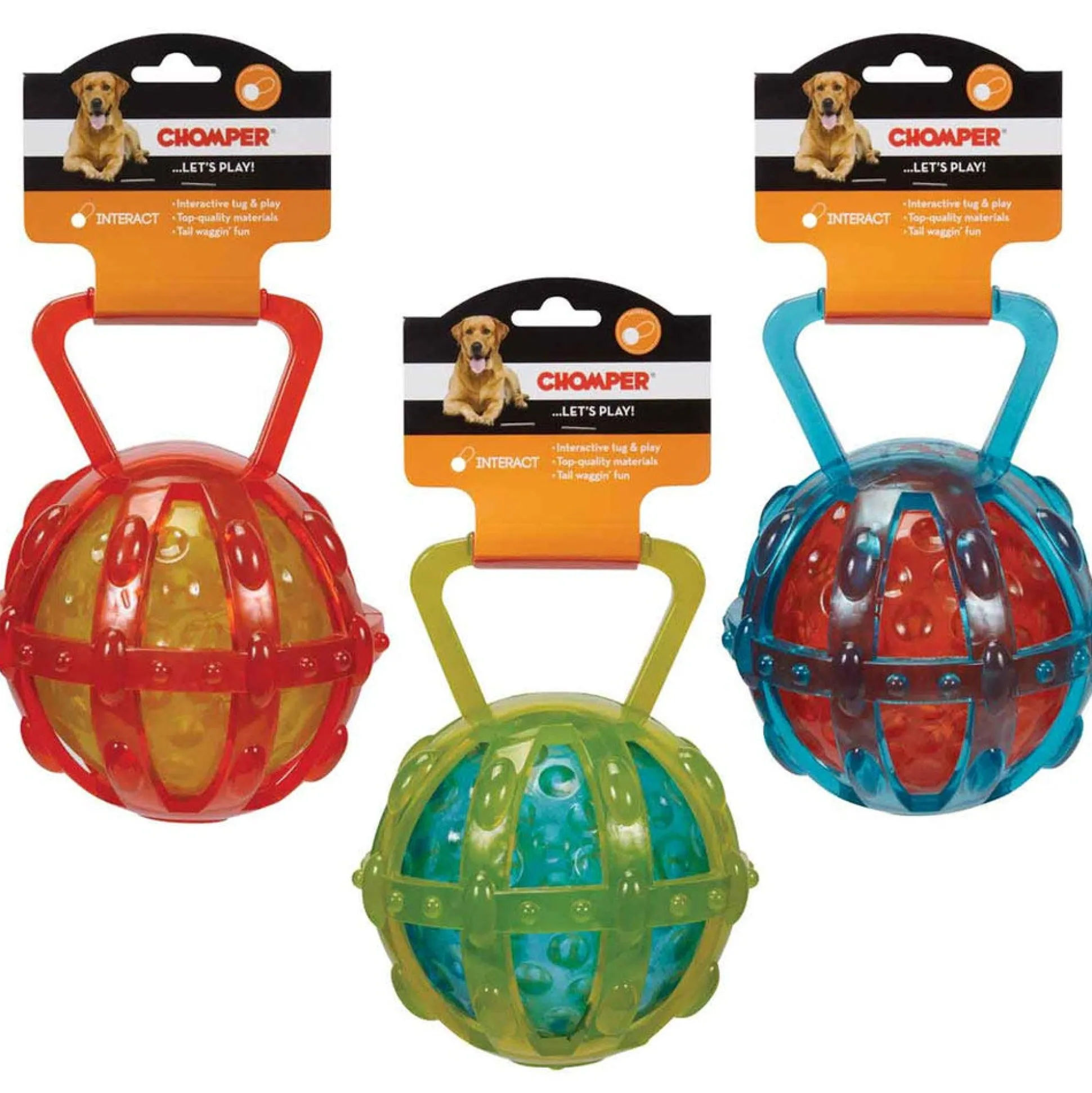 Chomper TPR Tug Toys with Caged Ball