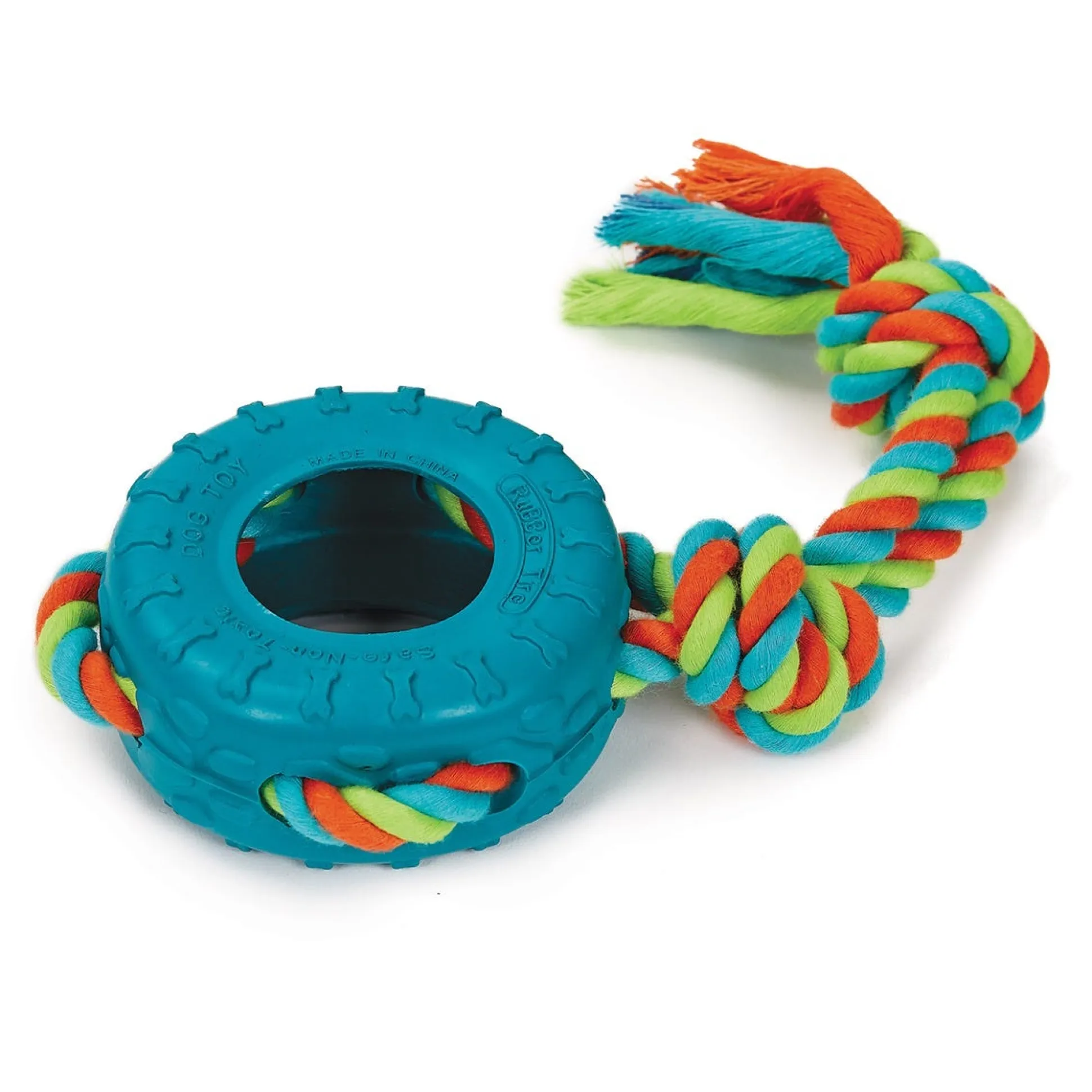 Chomper Tredz Rope Rubber Tire Tug, 10"