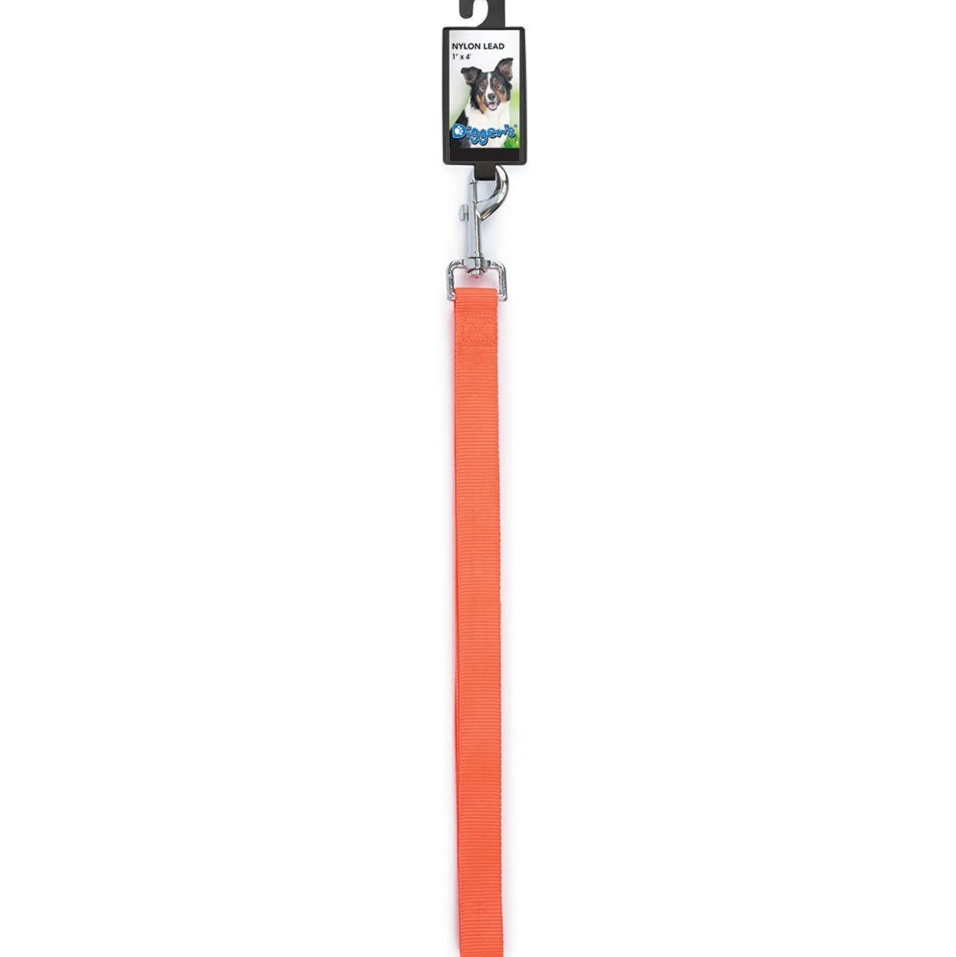 Digger's 1in Neon Nylon Lead 72in Orange
