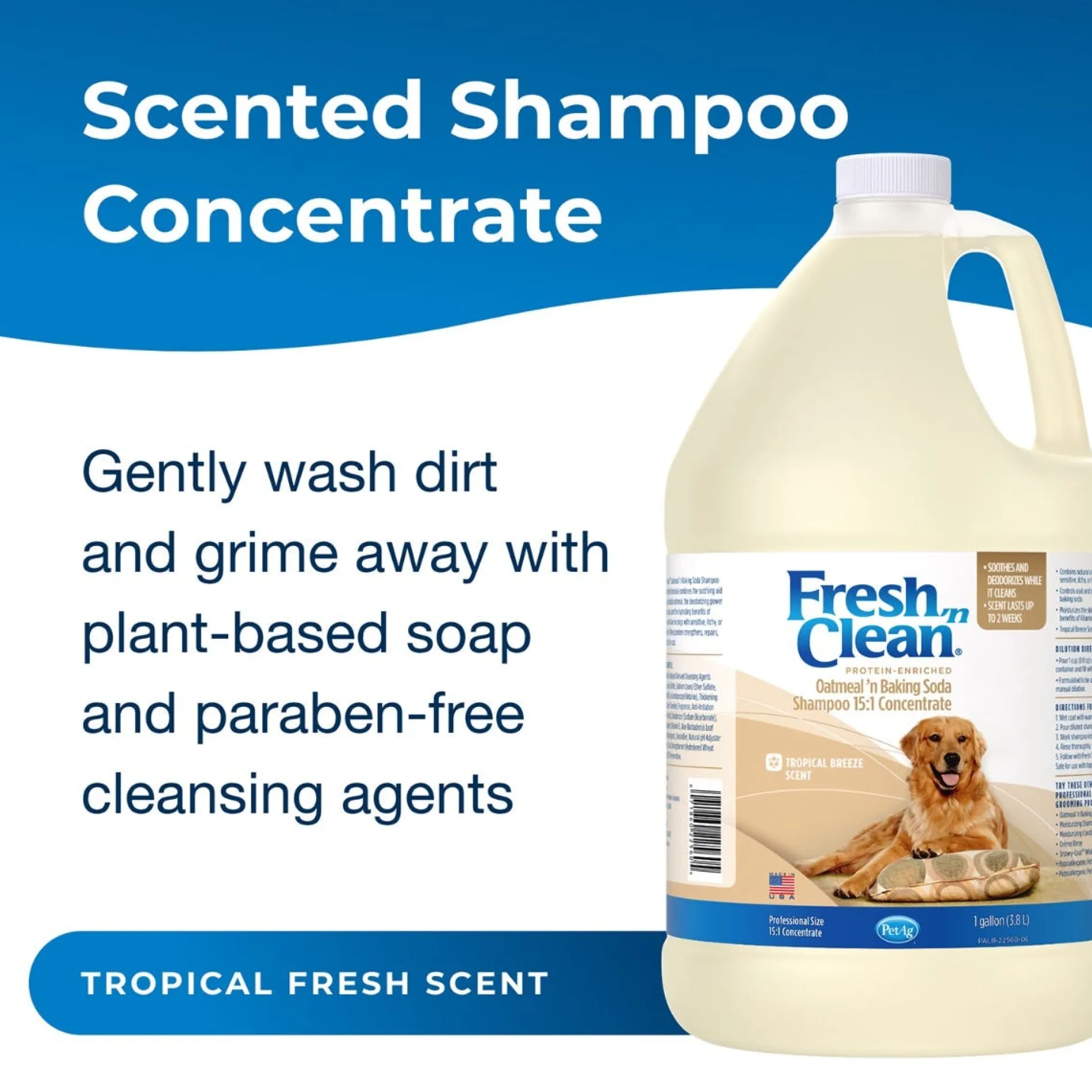 Fresh 'n Clean Oatmeal 'n Baking Soda 15:1 Dog Grooming Shampoo Gallon