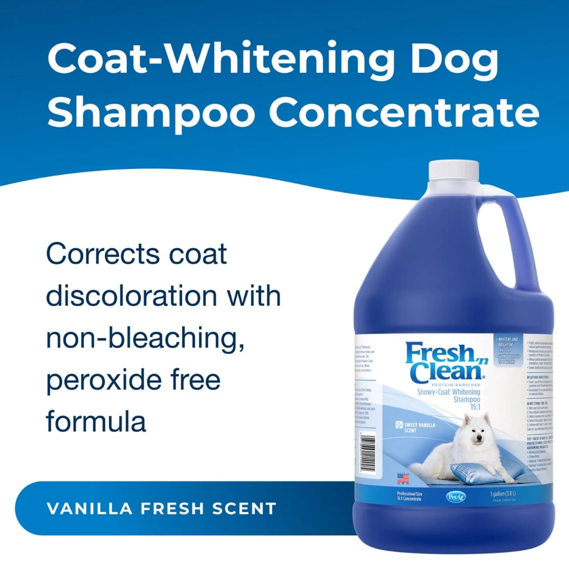 Fresh 'n Clean Snowy Coat 15:1 Dog Grooming Shampoo Gallon