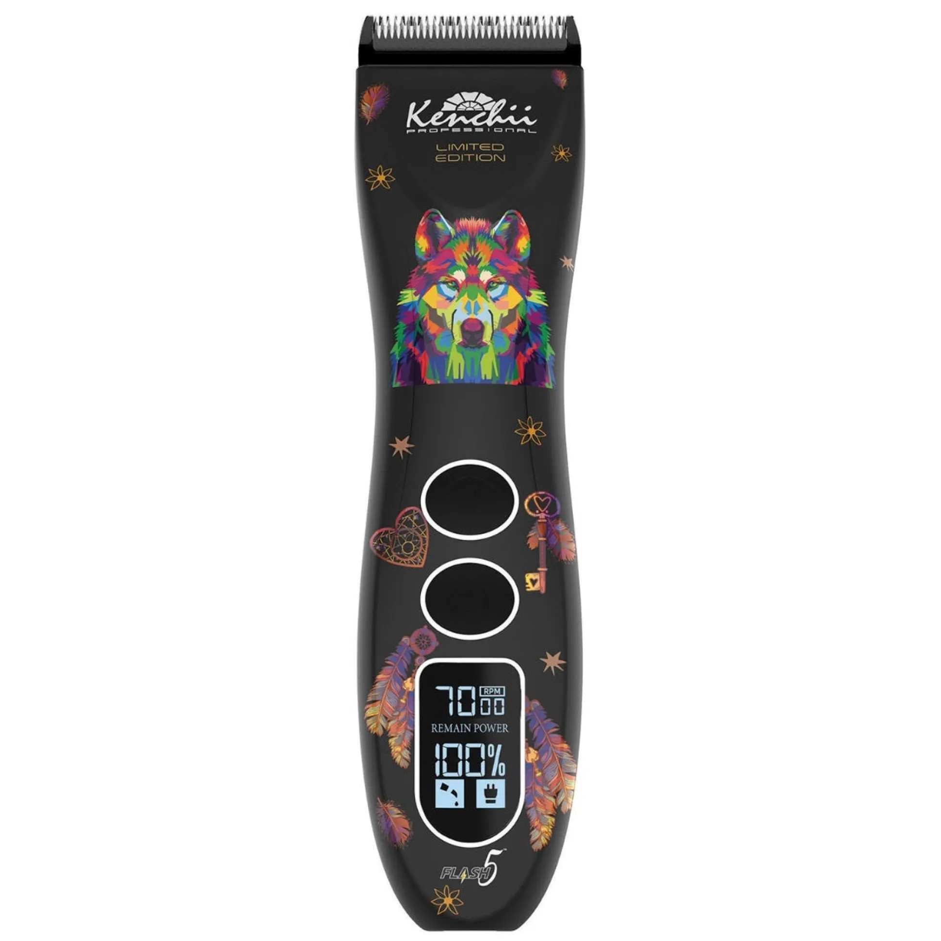 Kenchii Flash5 5-in-1 Digital Cordless Dog Hair Clipper Limited Edition Black Wolf