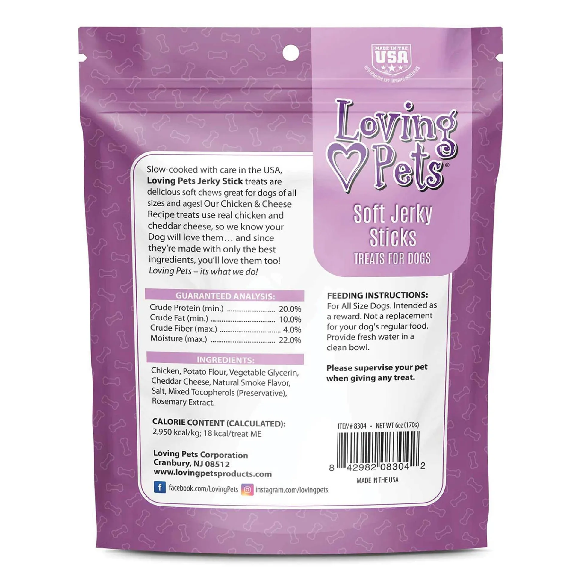 Loving Pets Chicken and Cheese Recipe Soft Jerky Sticks