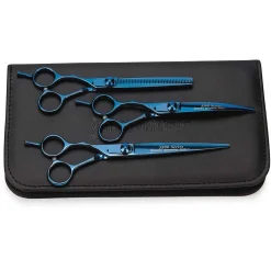 Master Grooming Tools 5200 Blue Titanium Lefty 3-Piece Shear Kits