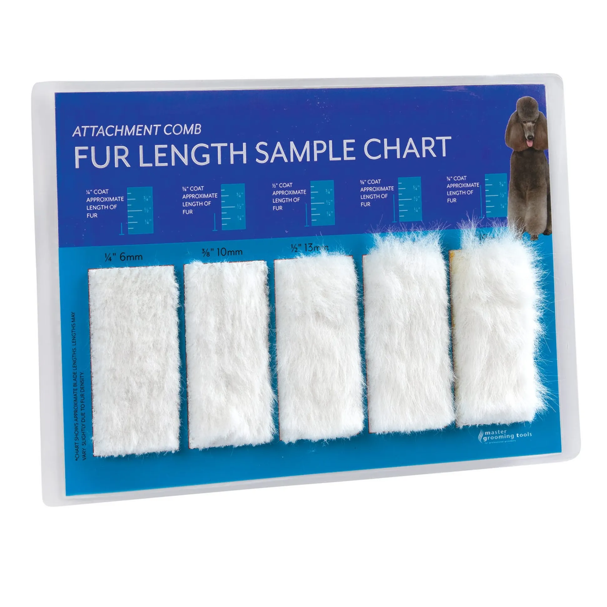 Master Grooming Tools Fur Length Chart for Attachment Combs