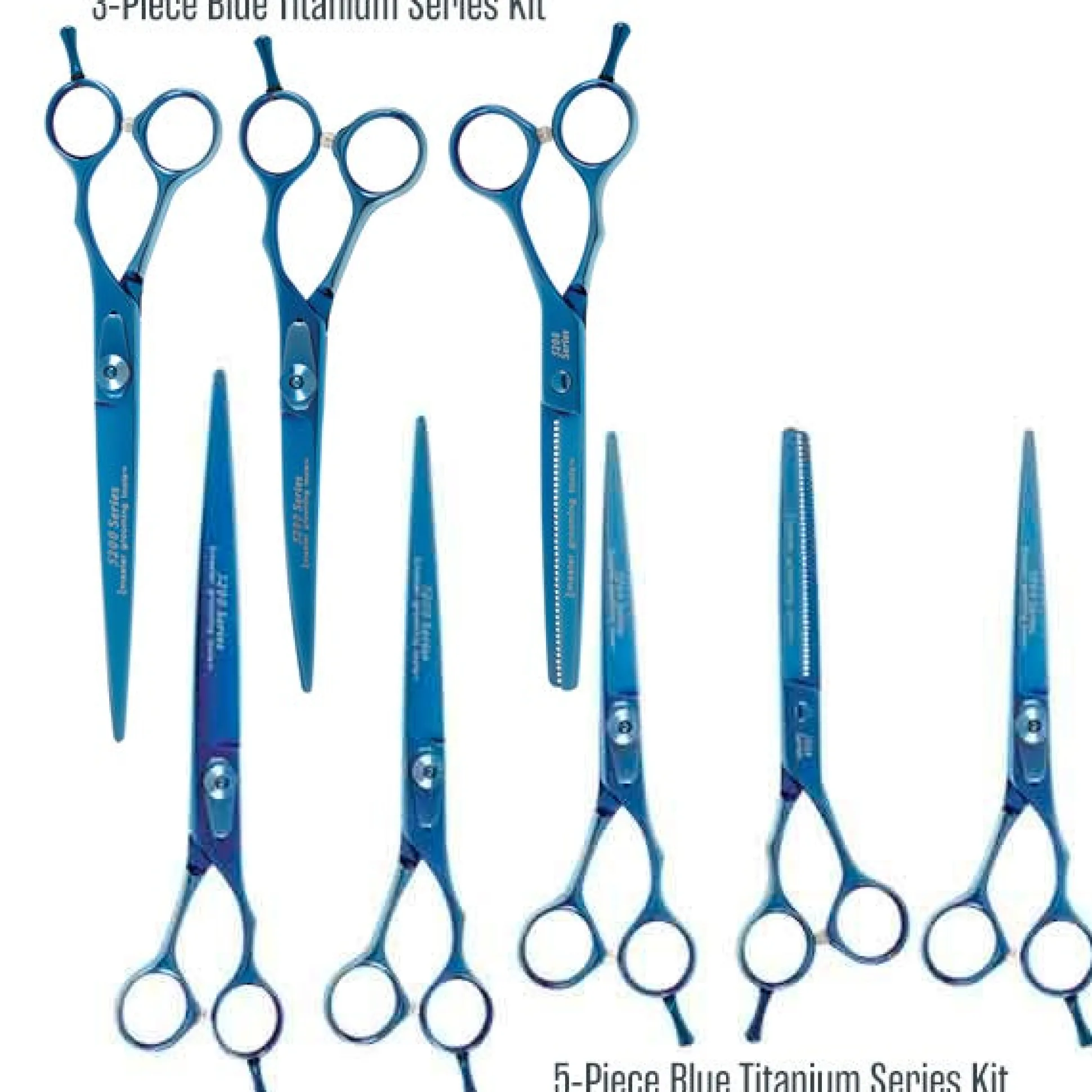 Master Grooming Tools 5200 Series Blue Titanium Shears Kits