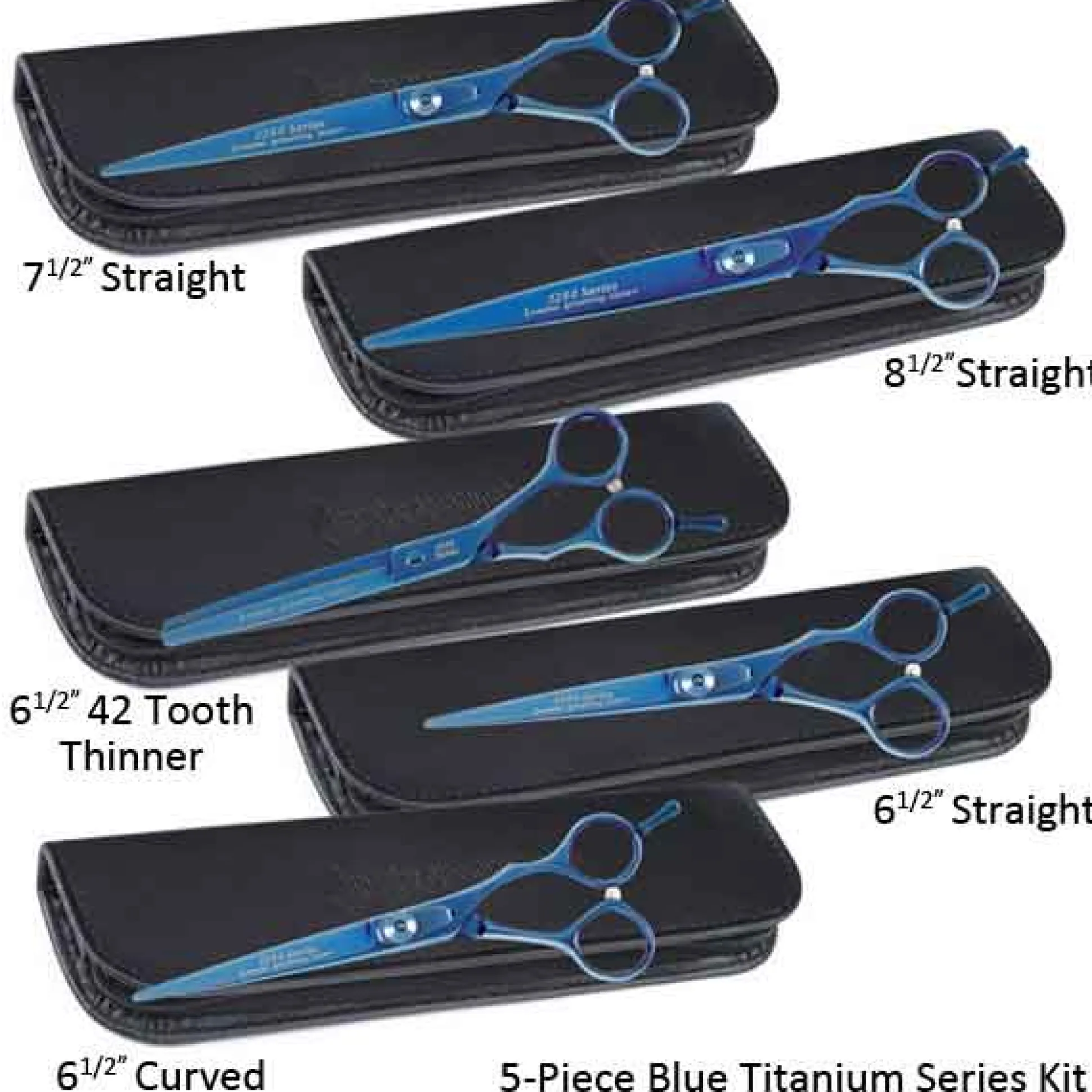 Master Grooming Tools 5200 Series Blue Titanium Shears Kits