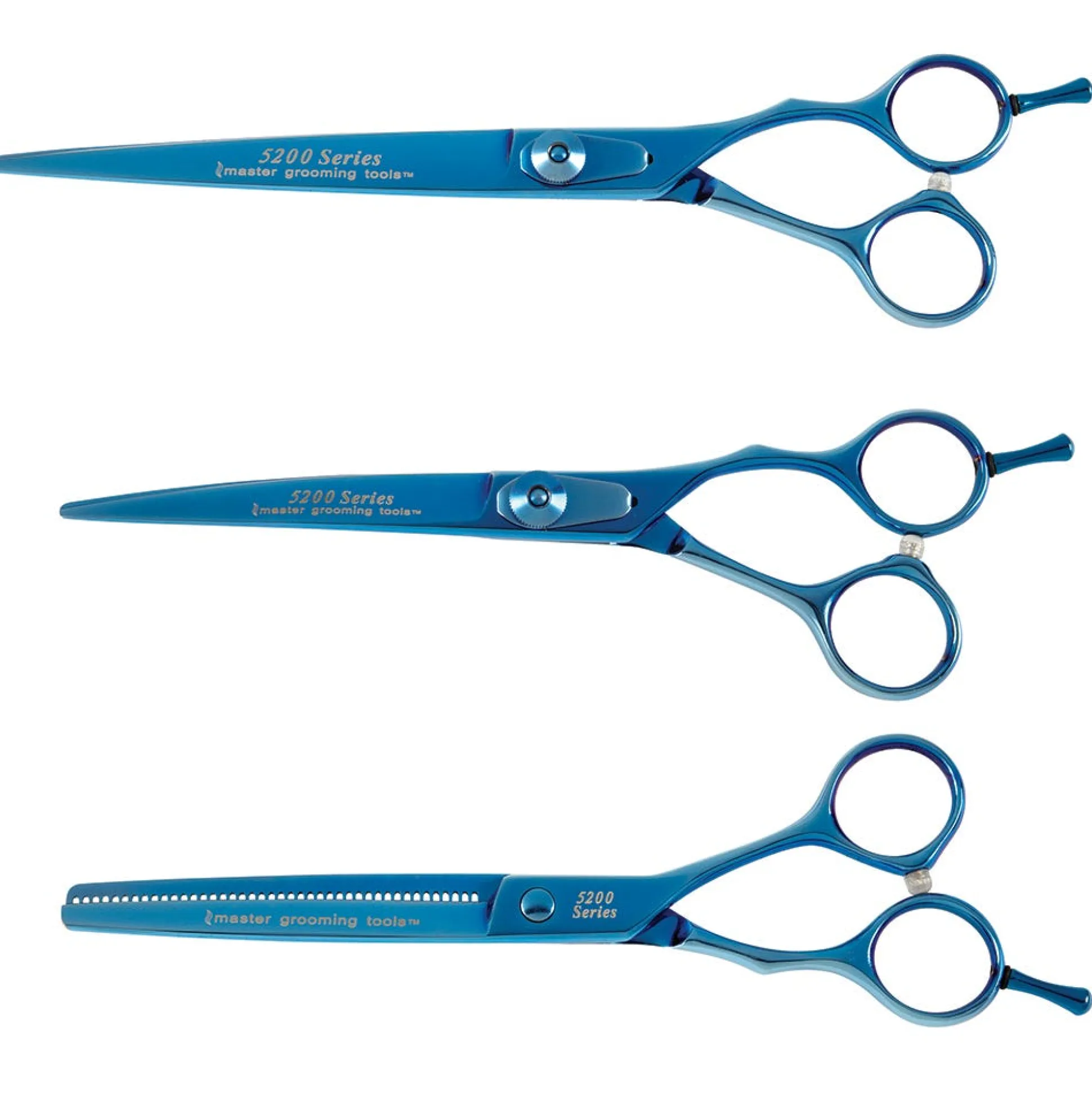 Master Grooming Tools 5200 Series Blue Titanium Shears Kits