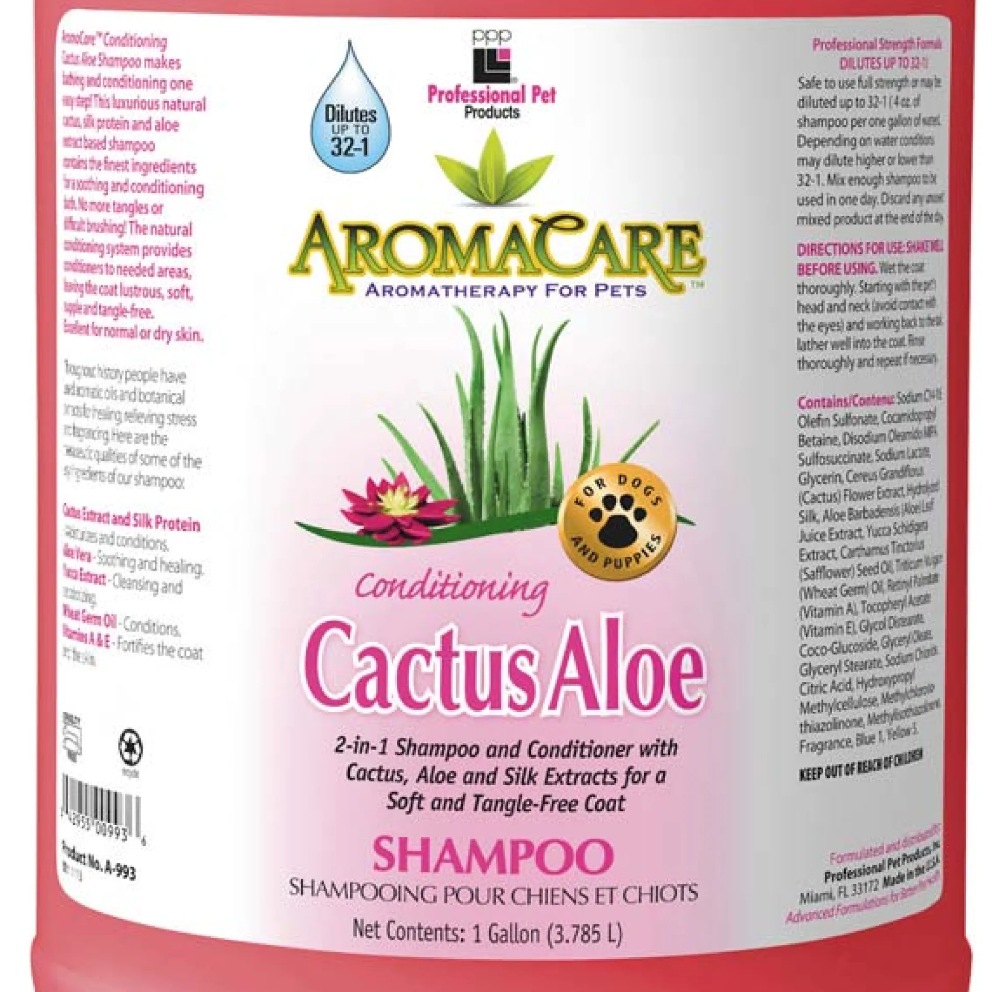 PPP AromaCare Cactus & Aloe 2-in-1 Dog Grooming Shampoo