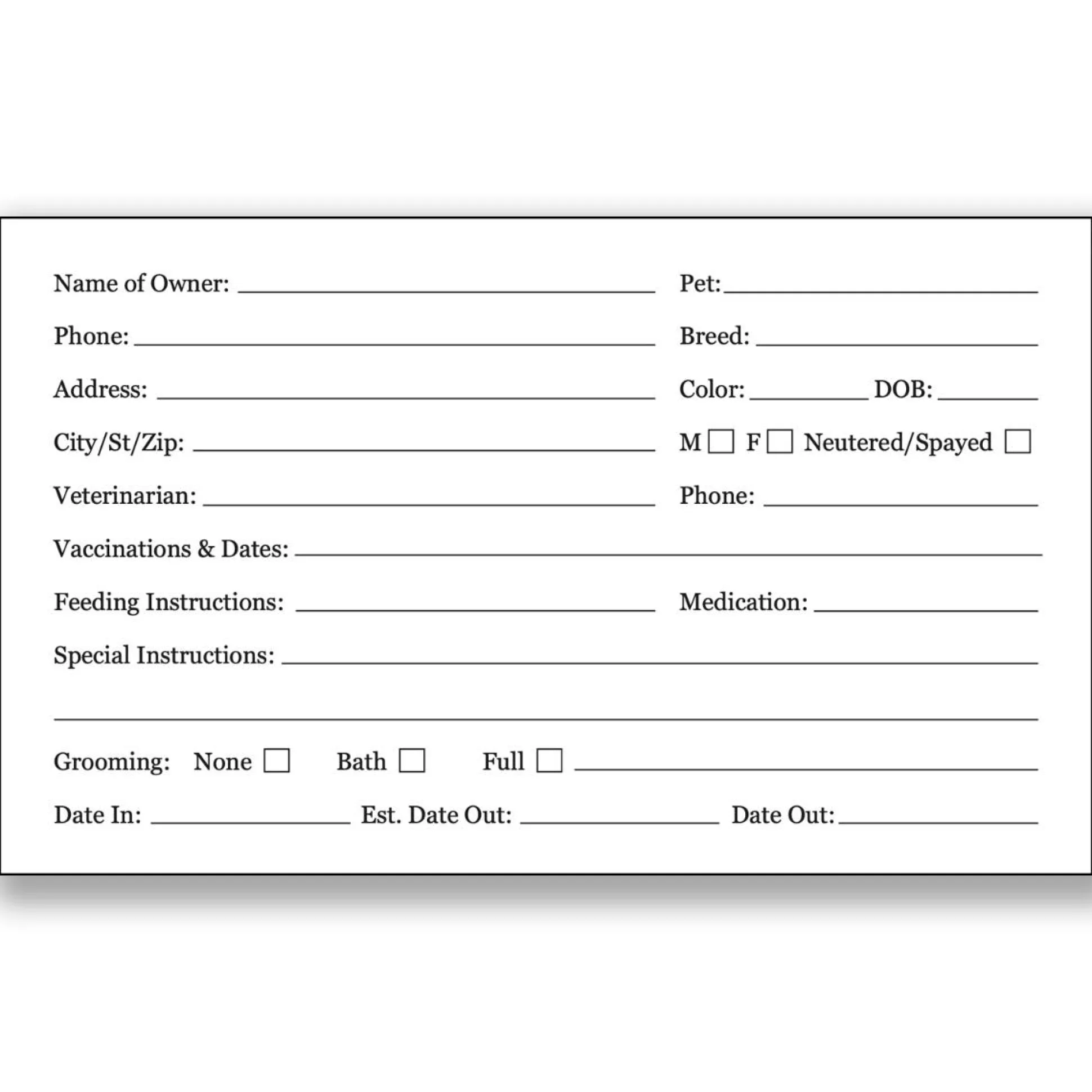 ProSelect Kennel Cards, 100 pk