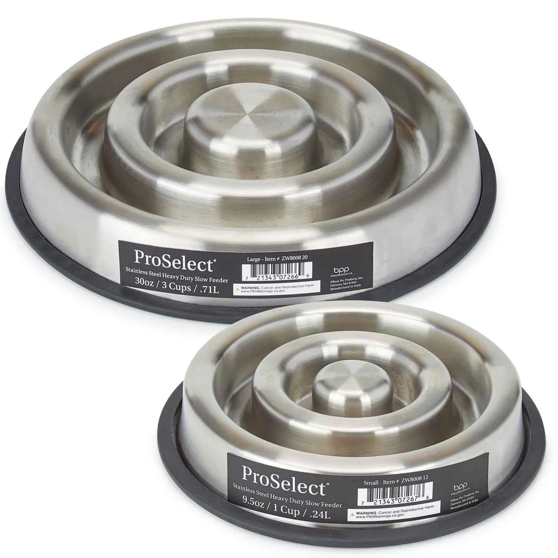 ProSelect Stainless Steel Heavy Duty Slow Feeder with Non-Skid Ring