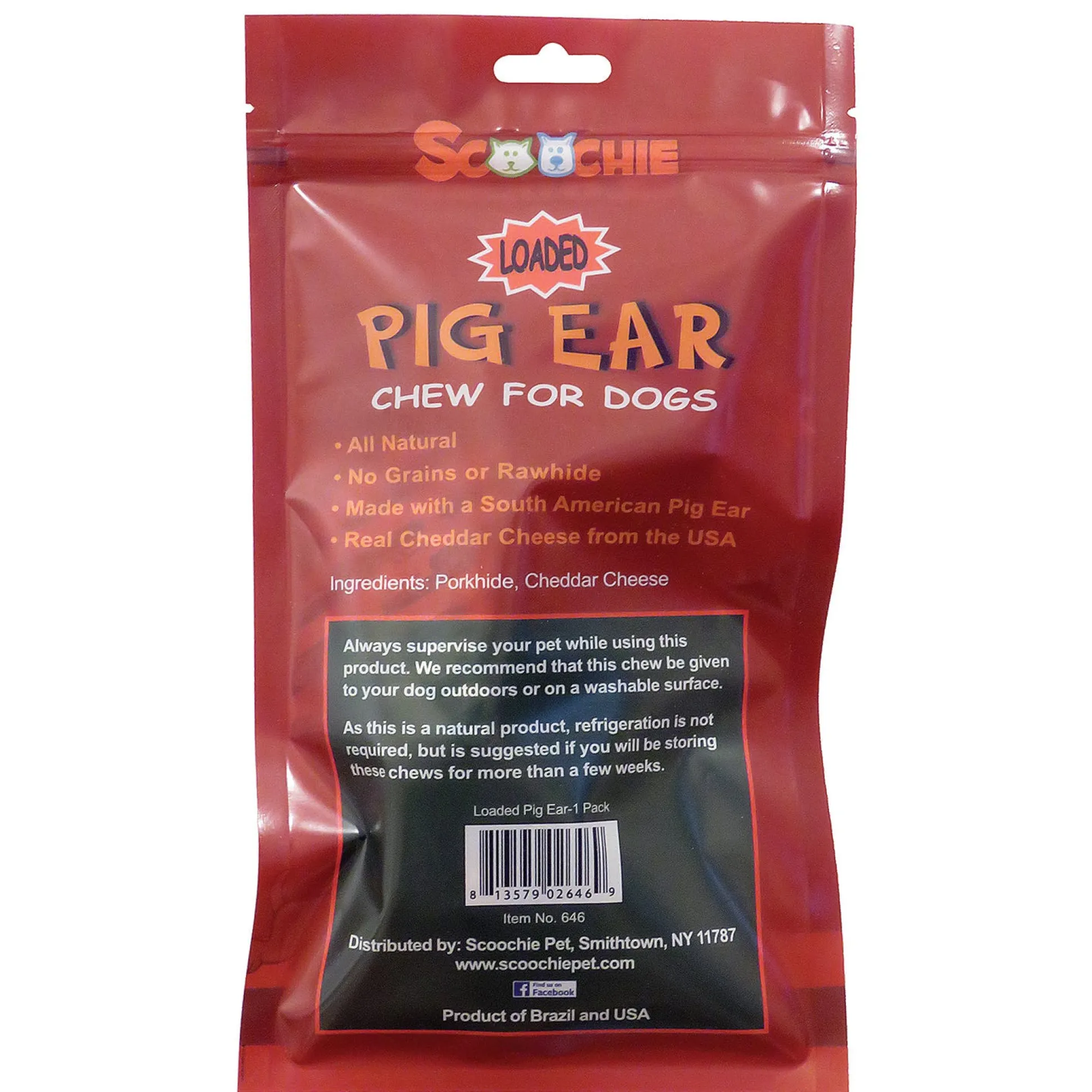 Scoochie Bacon Cheddar Loaded Pig Ear 1pk