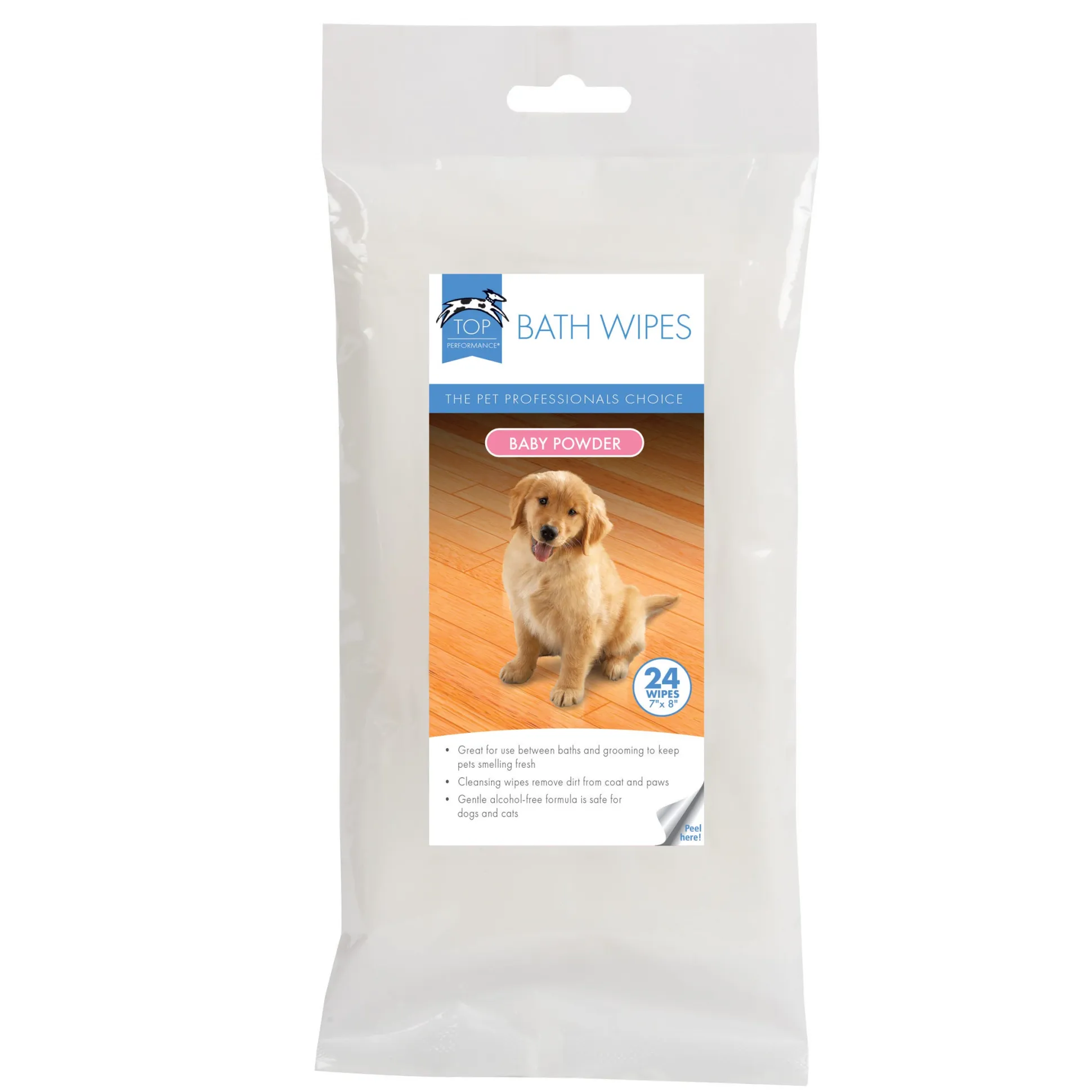 Top Performance Bath Wipes Baby Powder 24pk Bag