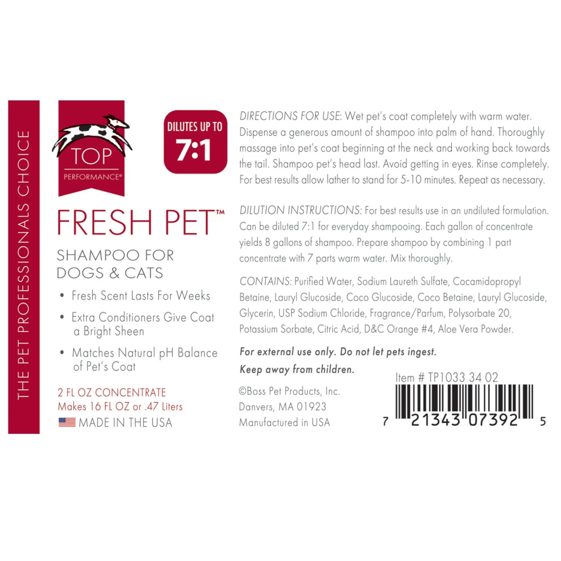 Top Performance Fresh Pet Shampoo Conditioner Sample Pack