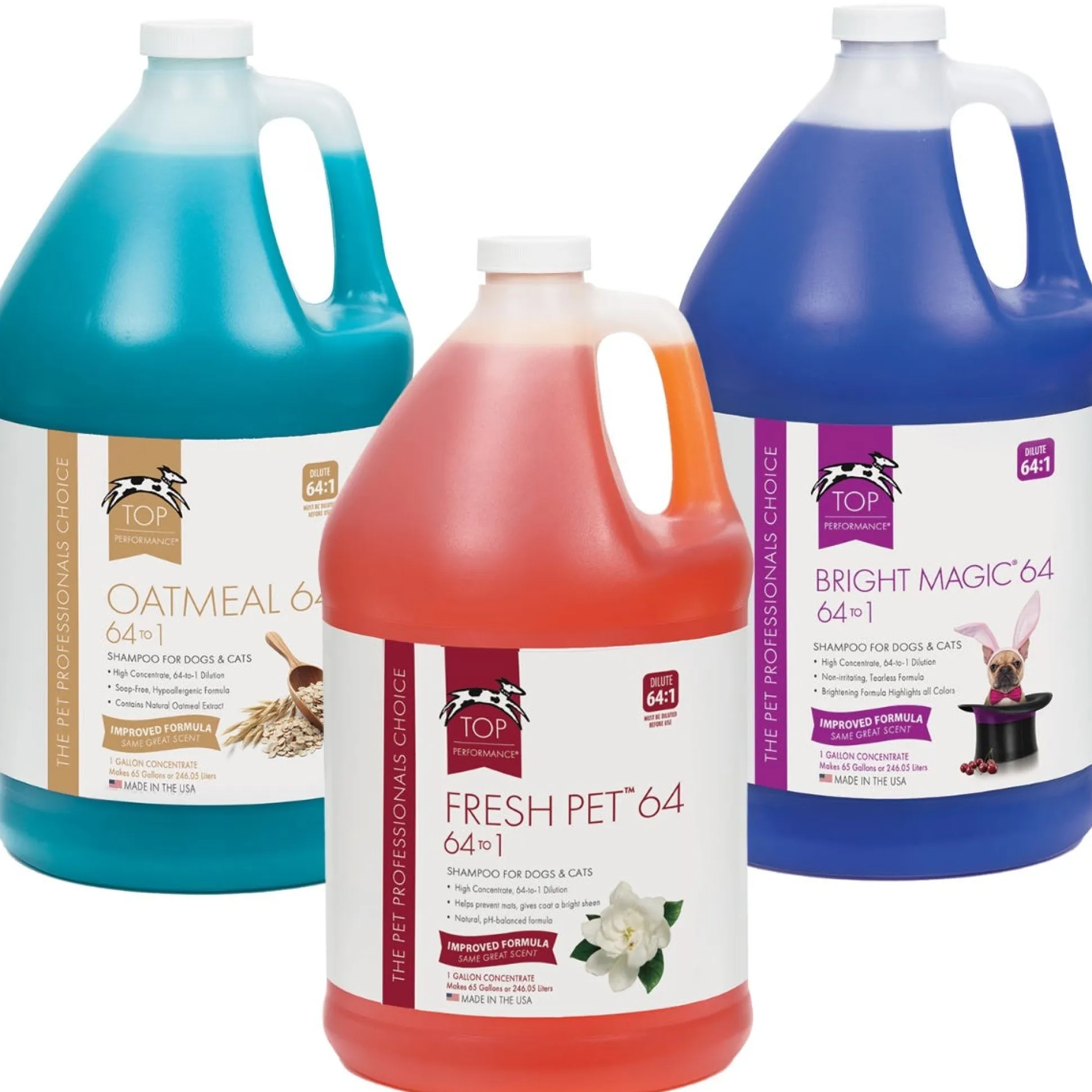 Top Performance 64 to 1 High Concentrate Dog Grooming Shampoos