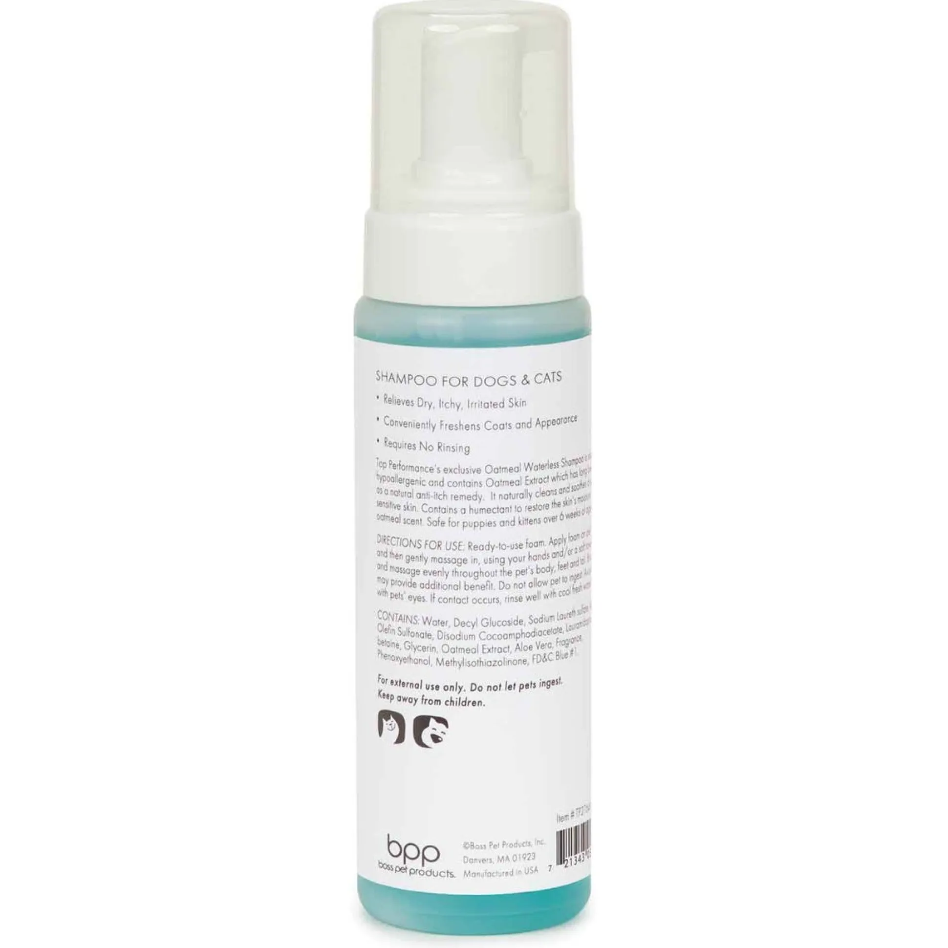 Top Performance Waterless Dog Grooming Shampoo Oatmeal 7.1oz