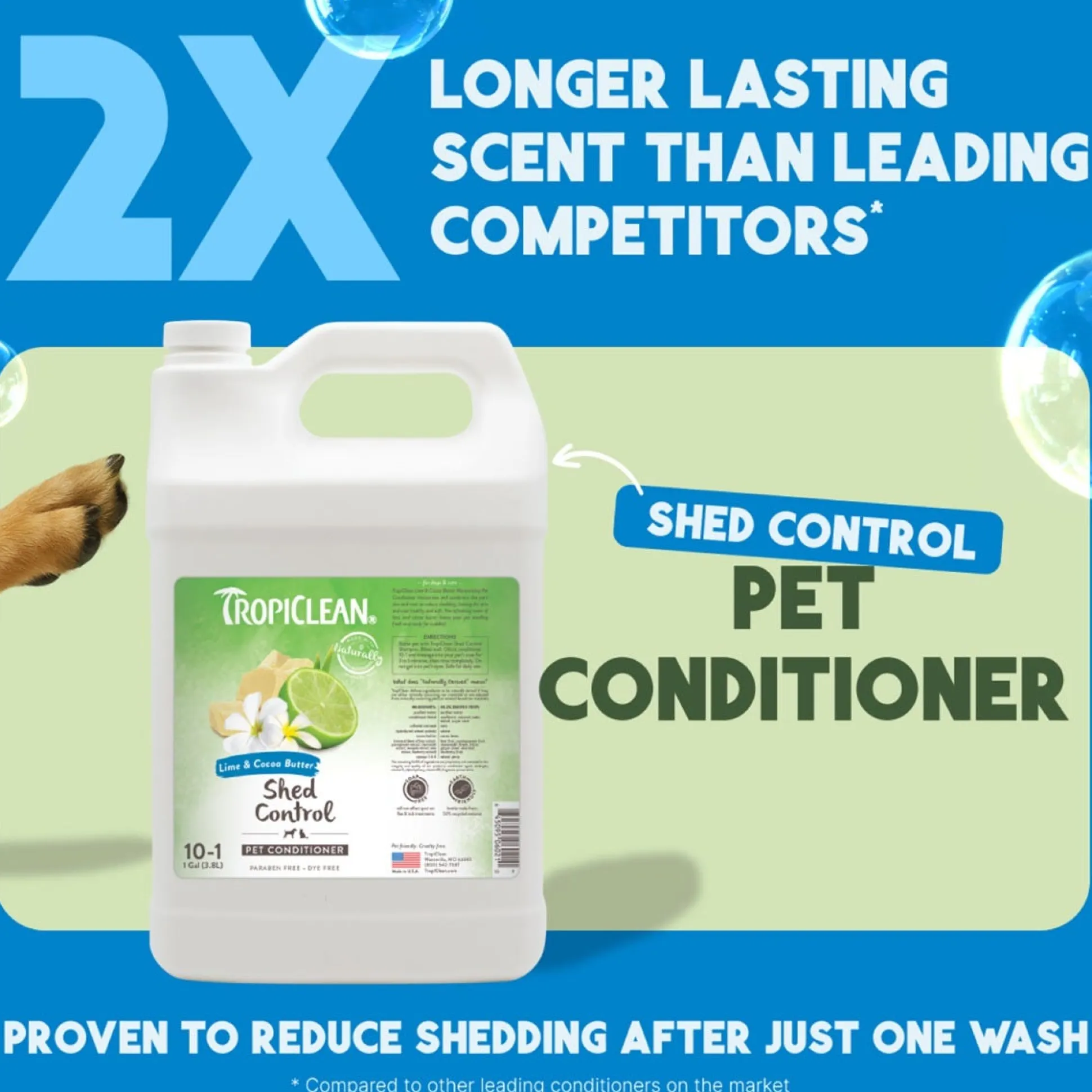 TropiClean Lime & Cocoa Butter Shed Control Dog Conditioner