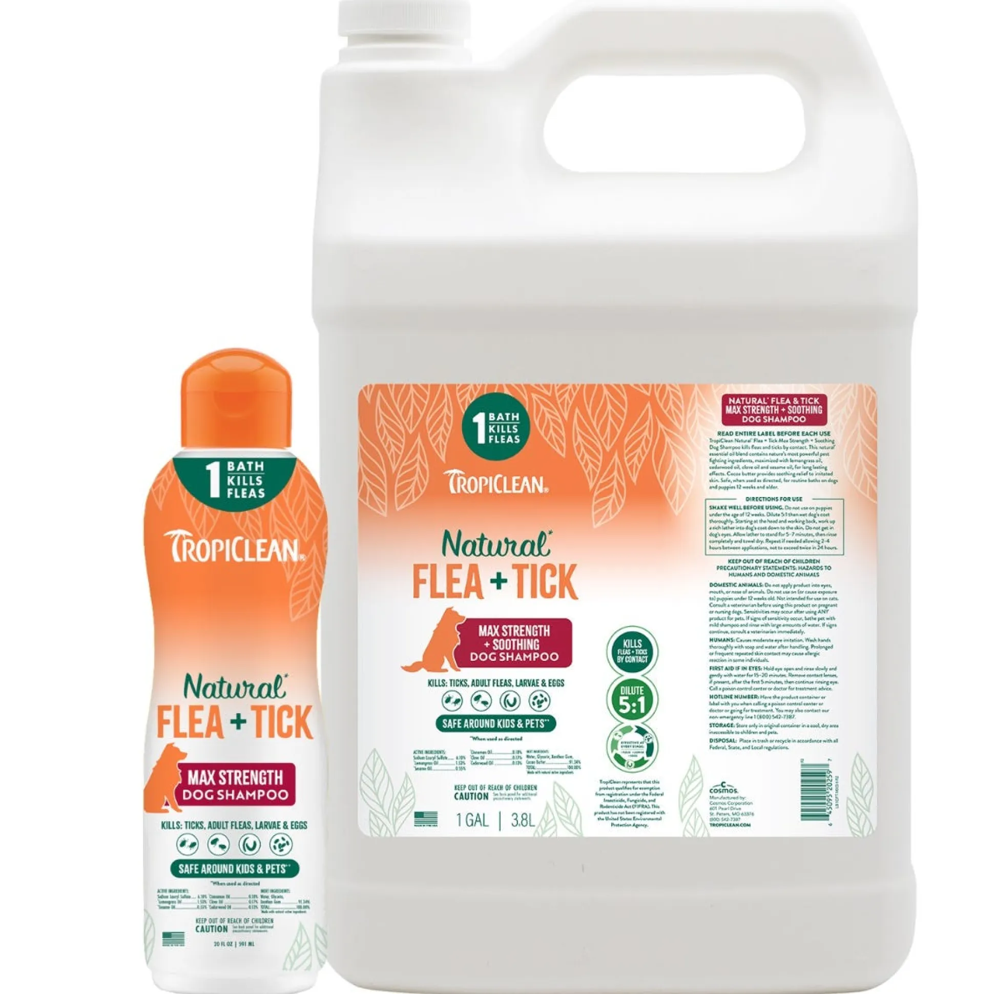 TropiClean Natural Flea & Tick Dog Grooming Shampoo Max Strength