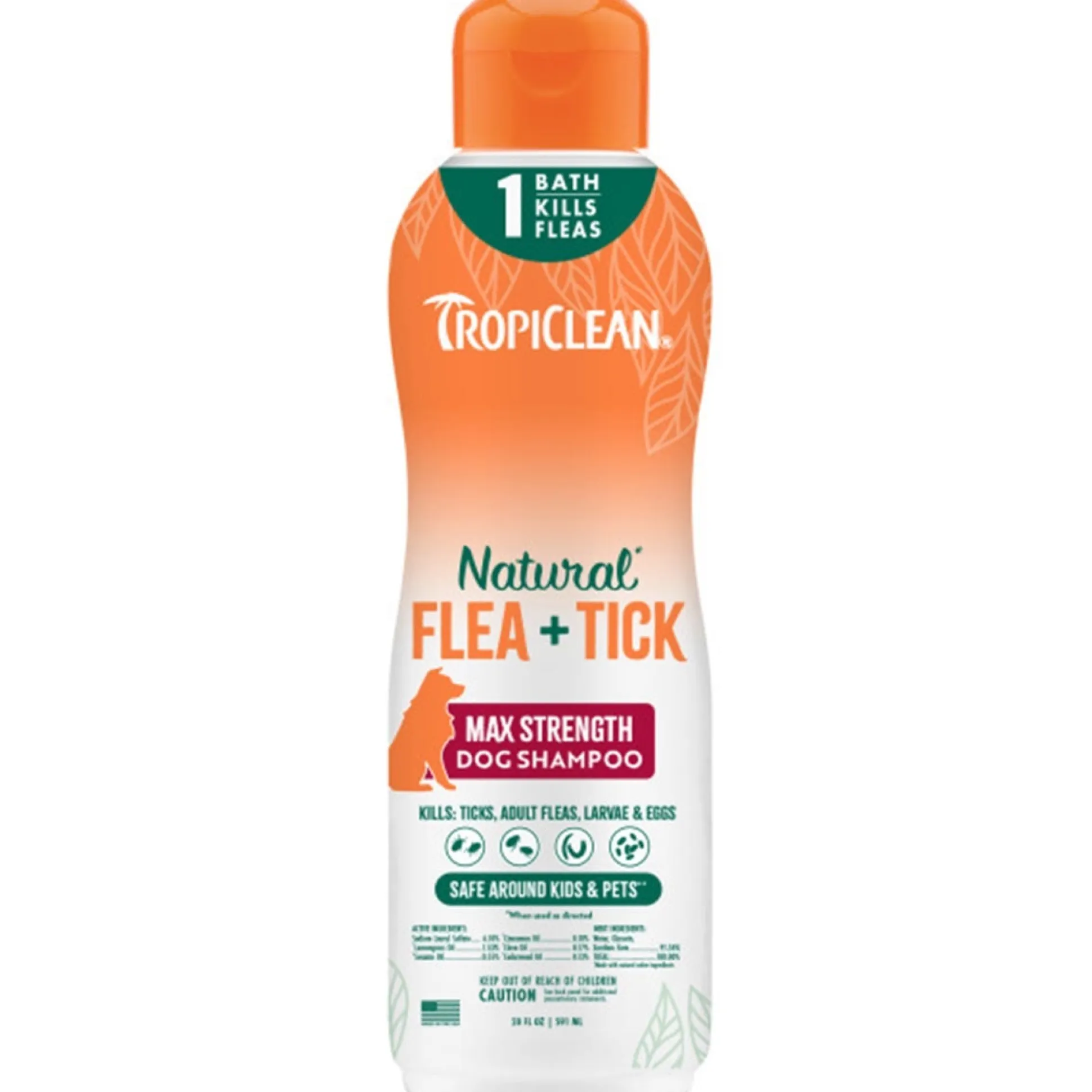 TropiClean Natural Flea & Tick Dog Grooming Shampoo Max Strength