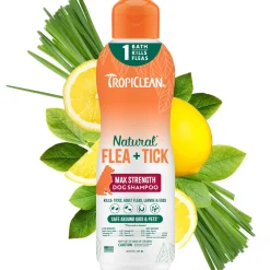 TropiClean Natural Flea & Tick Dog Grooming Shampoo Max Strength