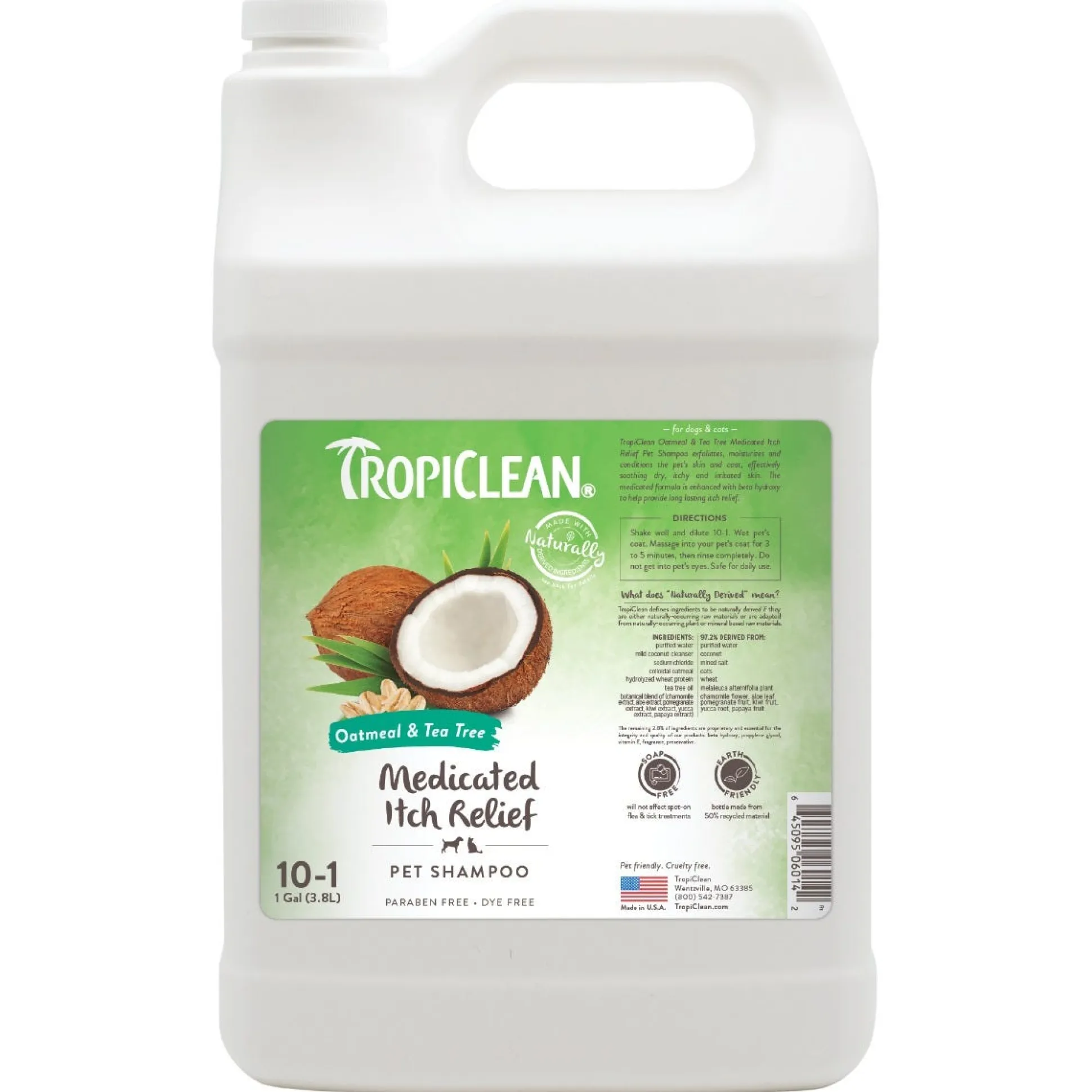TropiClean Oatmeal & Tea Tree Medicated Dog Grooming Shampoo