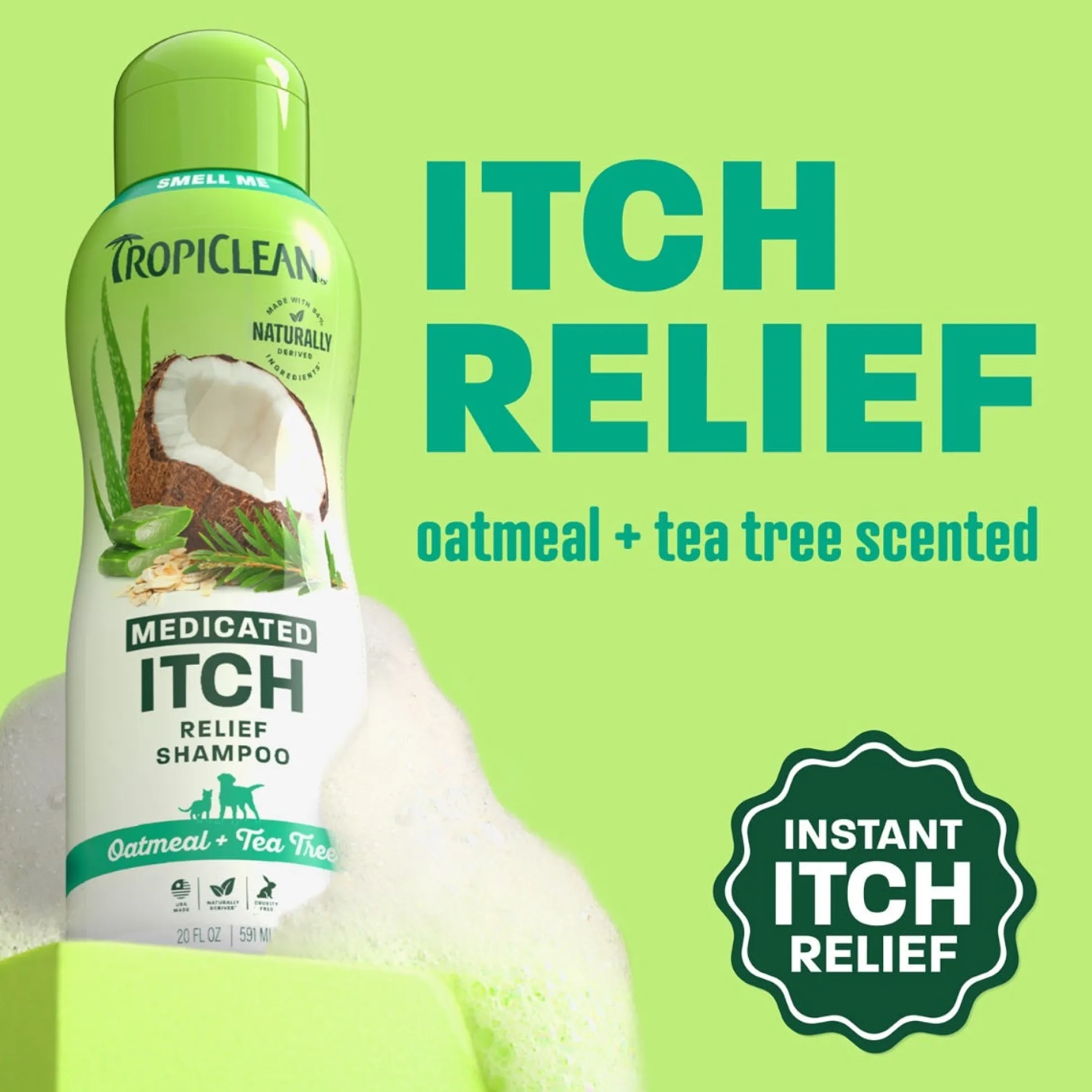 TropiClean Oatmeal & Tea Tree Medicated Dog Grooming Shampoo