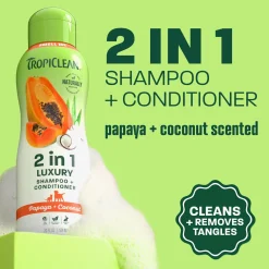 TropiClean Papaya & Coconut 2-in-1 Dog Grooming Shampoo