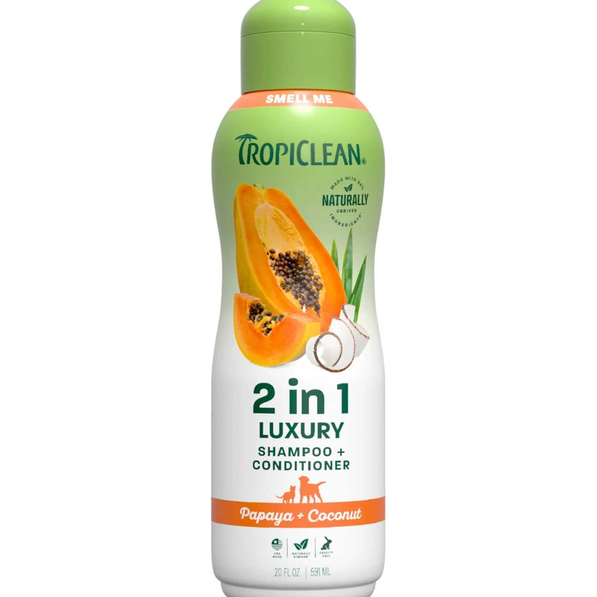 TropiClean Papaya & Coconut 2-in-1 Dog Grooming Shampoo