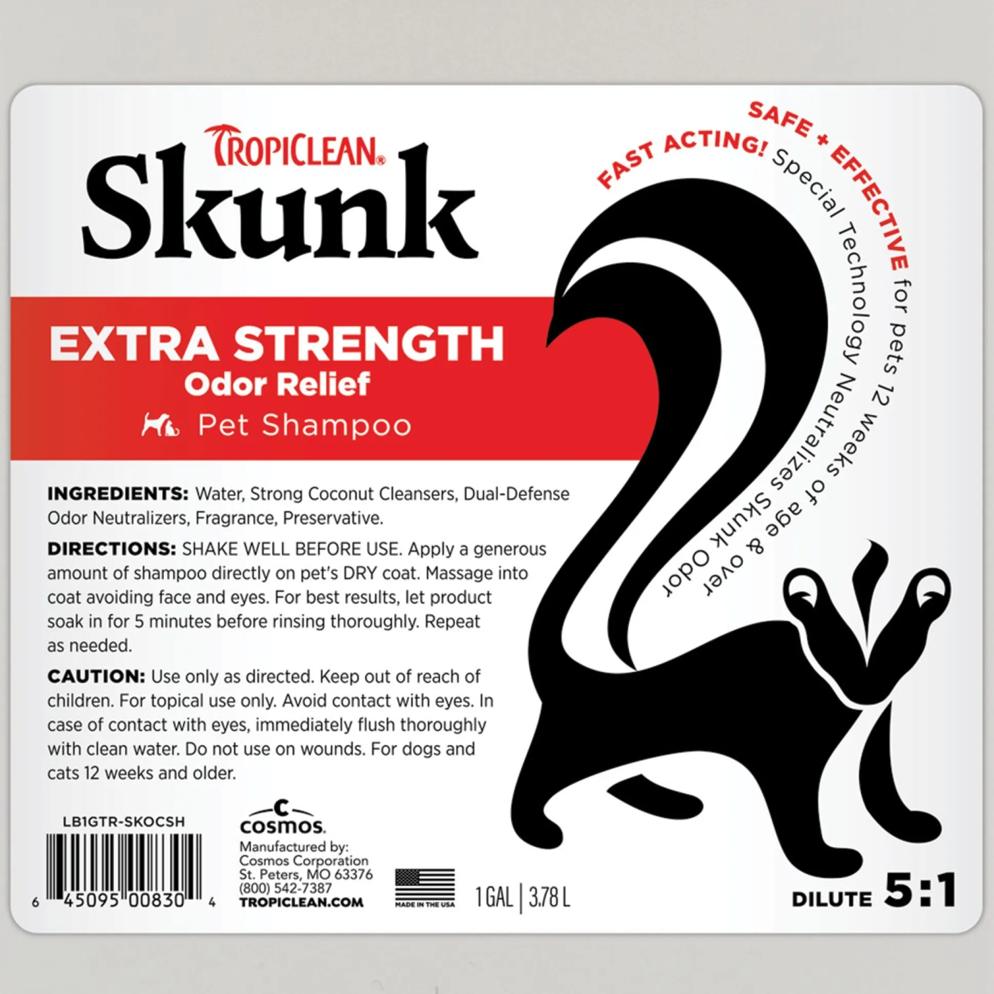 TropiClean Skunk Extra Strength Odor Relief Dog Shampoo