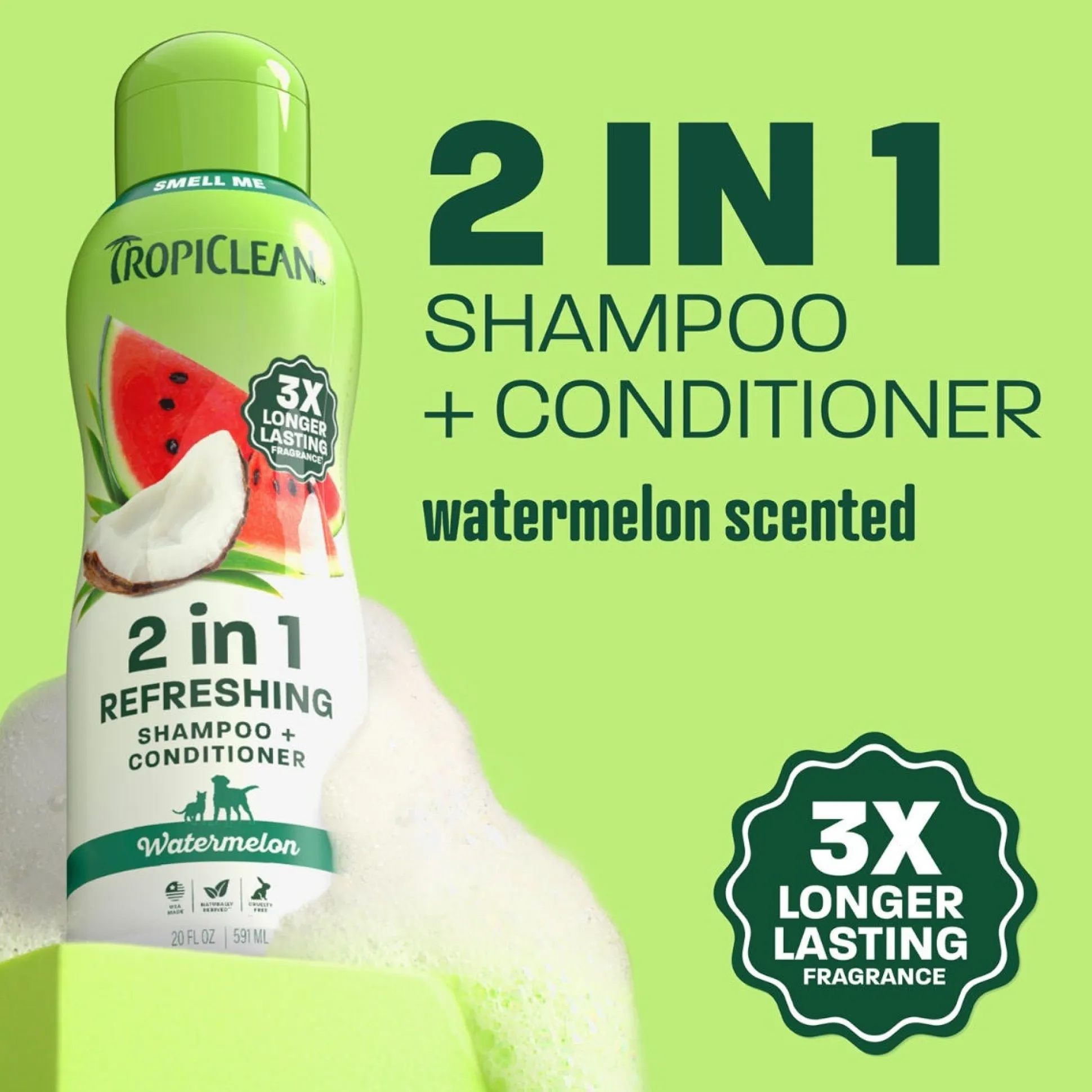 TropiClean Watermelon 2 in 1 Dog Grooming Shampoo and Conditioner
