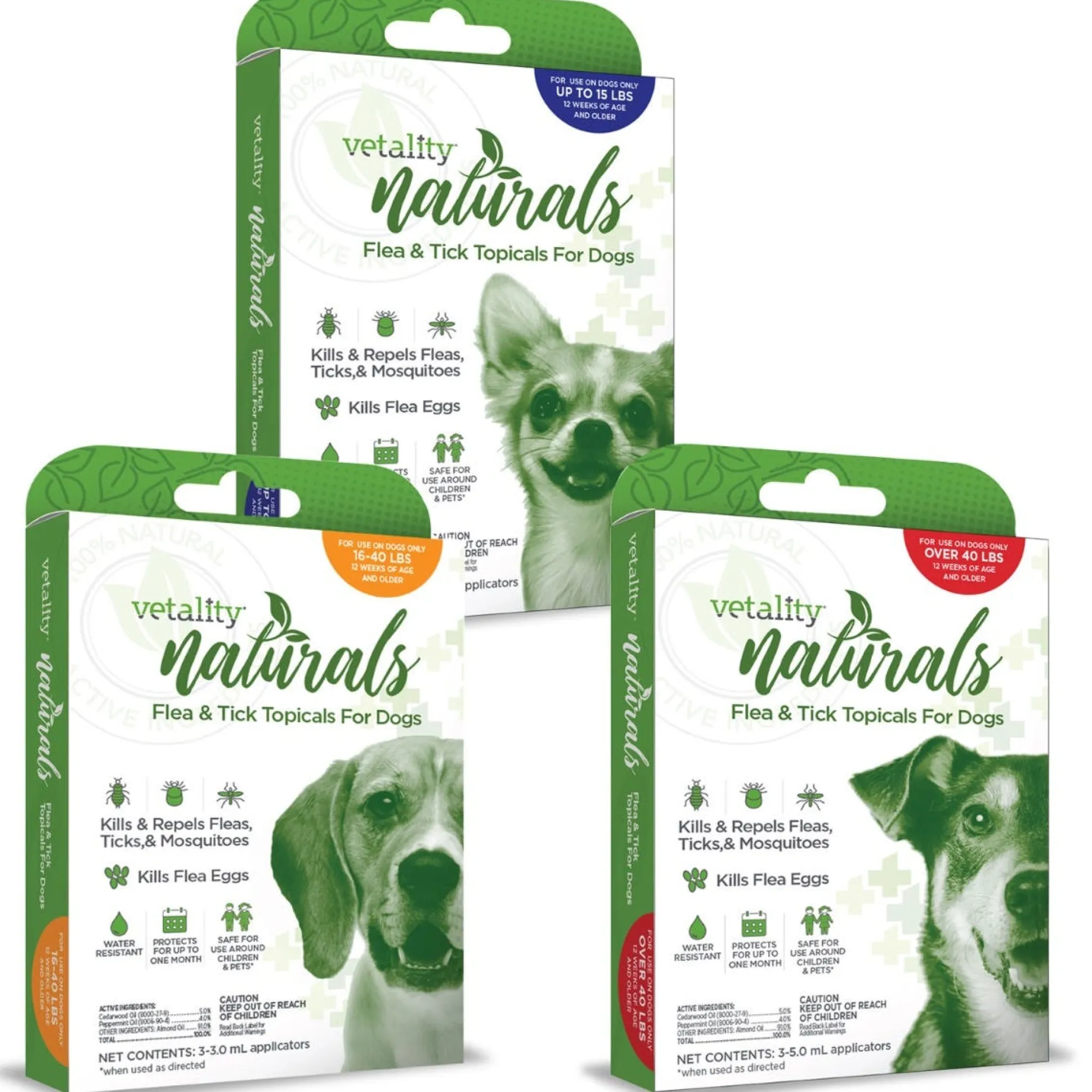 Vetality Naturals 3-Month Flea & Tick Topicals For Dogs