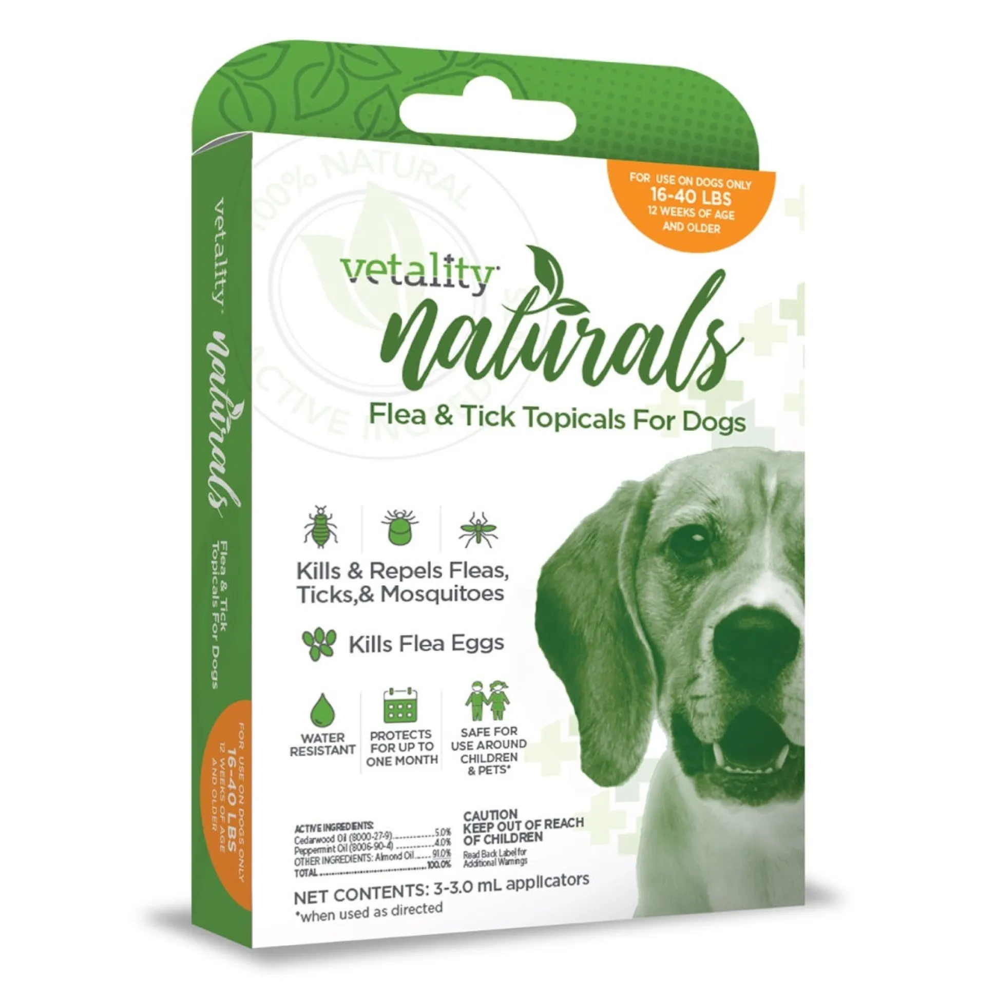 Vetality Naturals 3-Month Flea & Tick Topicals For Dogs