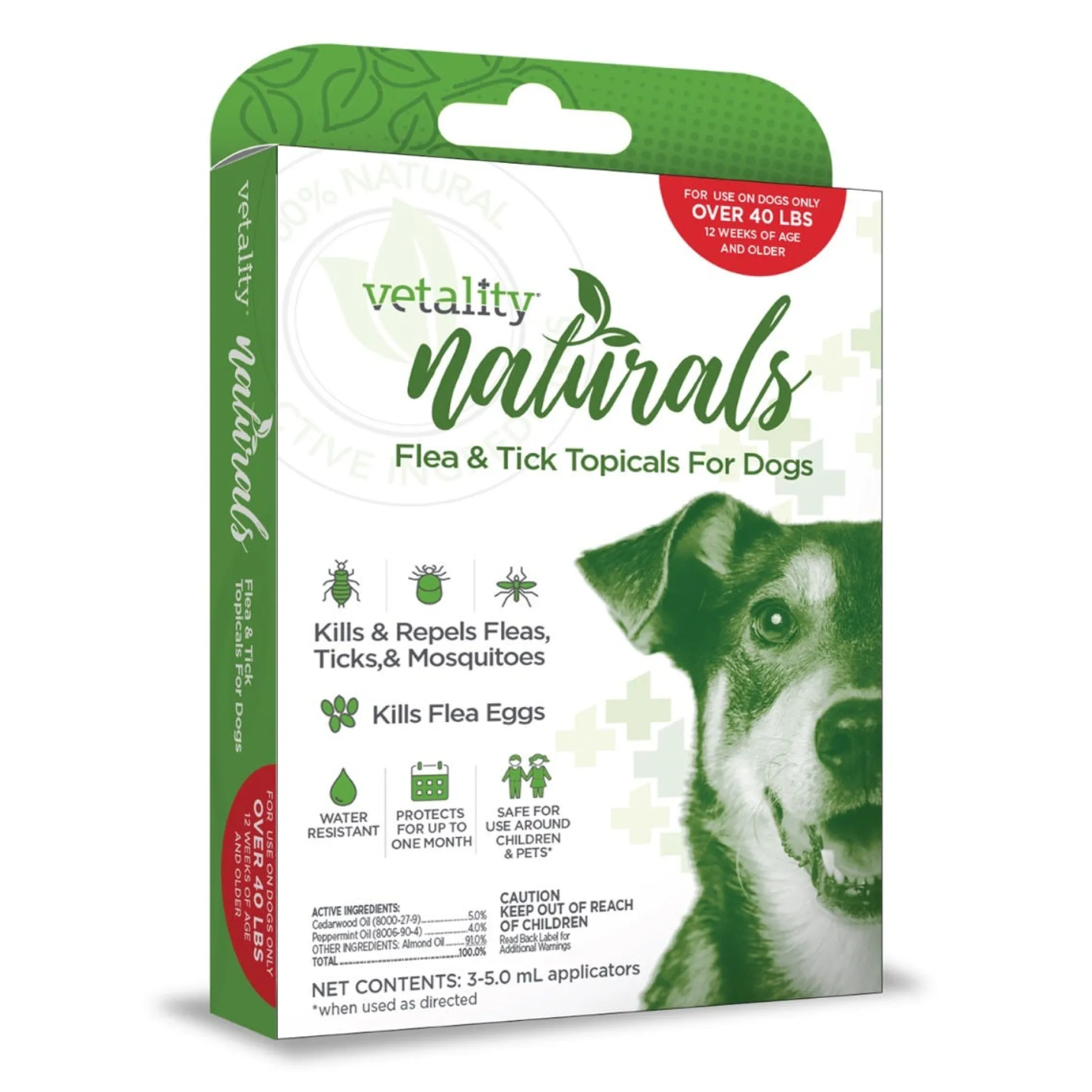 Vetality Naturals 3-Month Flea & Tick Topicals For Dogs