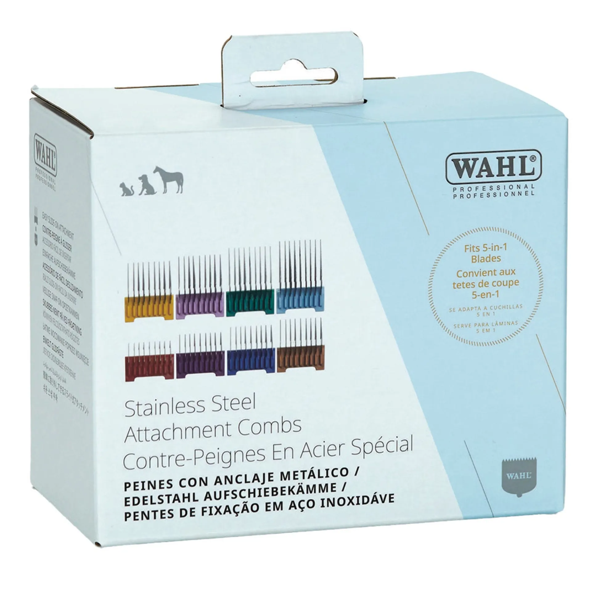 Wahl 8 pc 5 in 1 Stainless Steel Attachment Comb Set