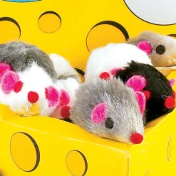 Zanies Fur Mice Cheese Wedge Cat Toy Display, 60 Pieces