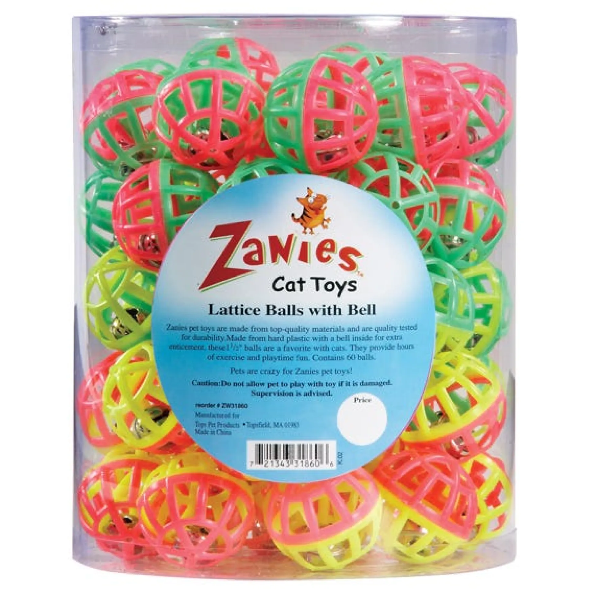 Zanies Lattice Balls Cat Toy Canister, 50 Pieces
