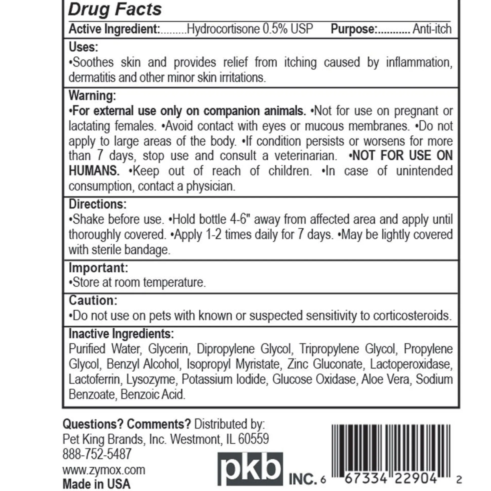 Zymox Anti-Itch .5% Hydrocortisone Topical Spray