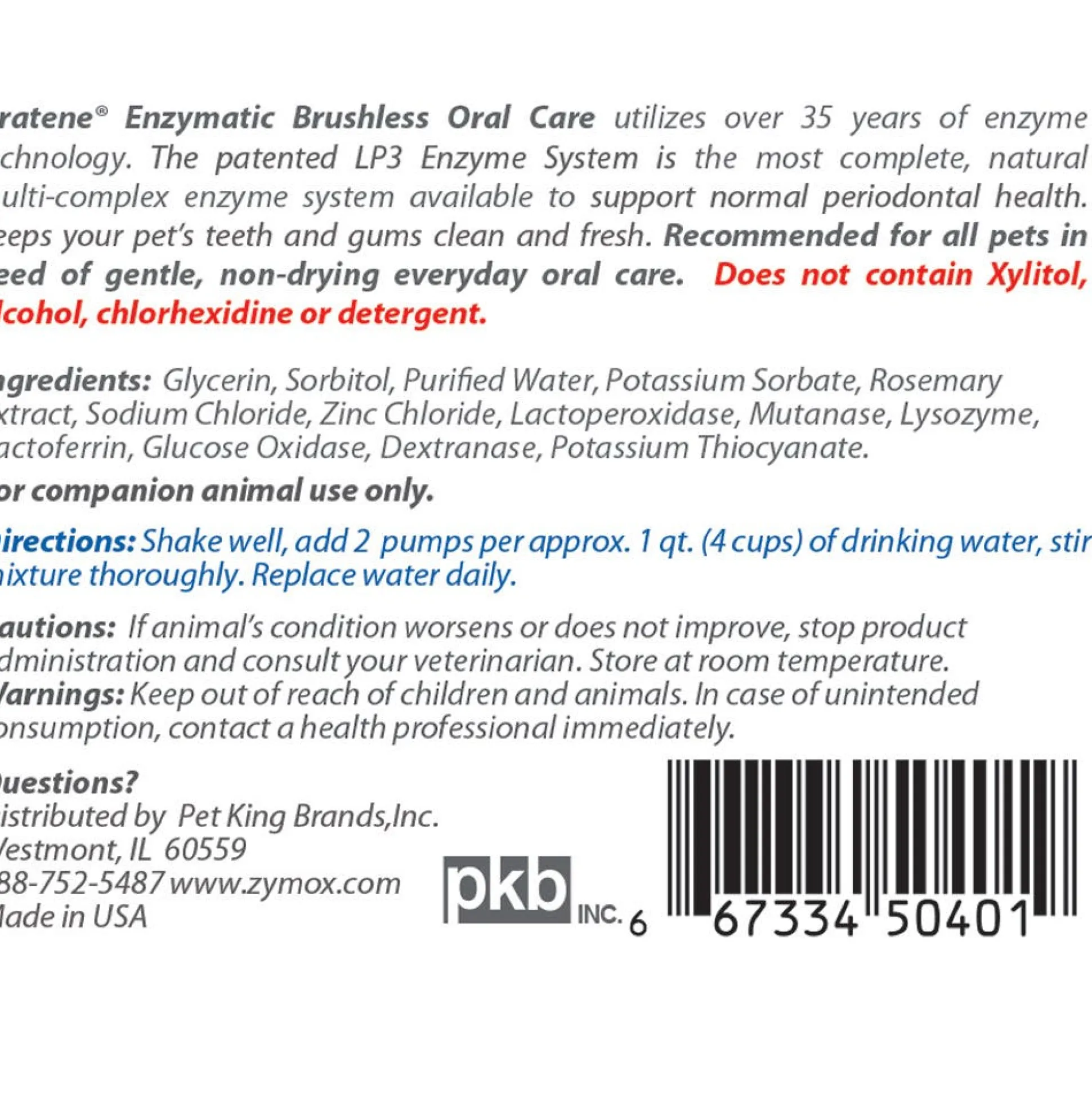 Zymox Oratene Water Additive 4 oz bottle